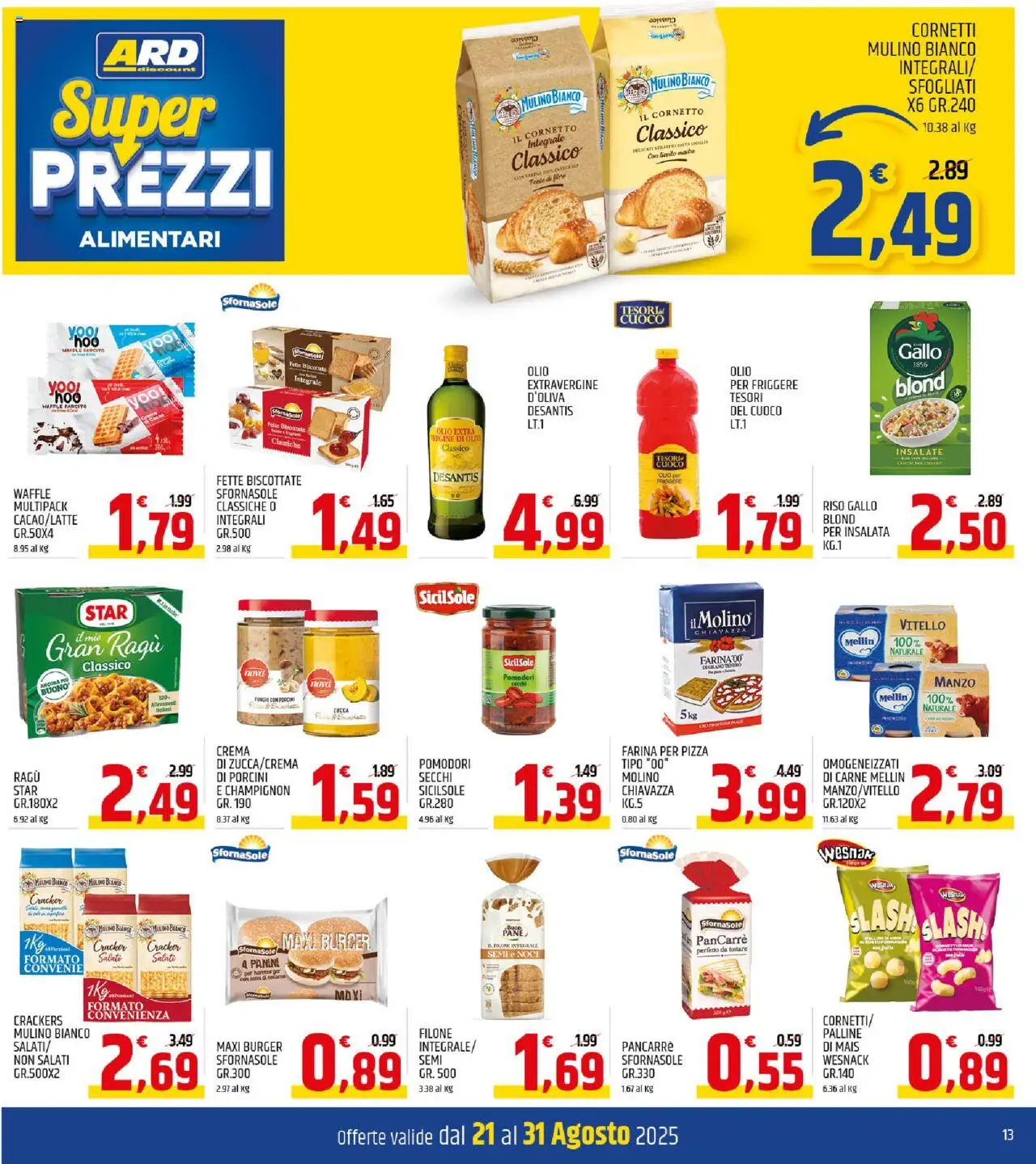 Volantino ARD Discount del 21.08.2025 | Pagina: 13 | Prodotti: Pane, Manzo, Ragú, Hamburger
