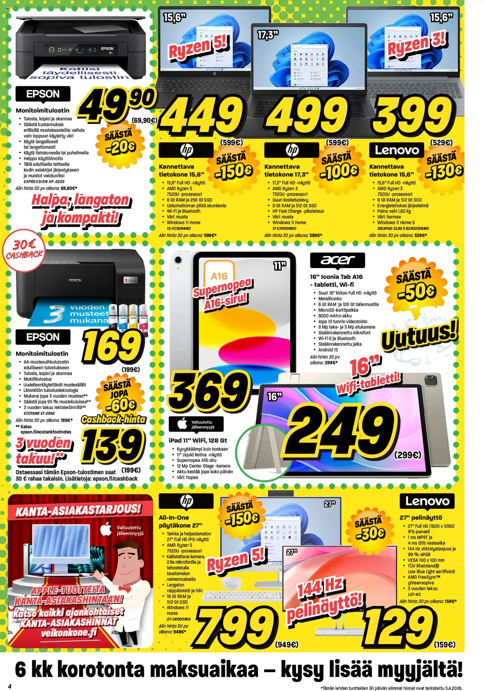Veikon Kone tarjoukset – voimassa 07.04.2026 alkaen | Sivu: 4 | Tuotteet: Monitoimitulostin, Näyttö, Tietokone, Näppäimistö