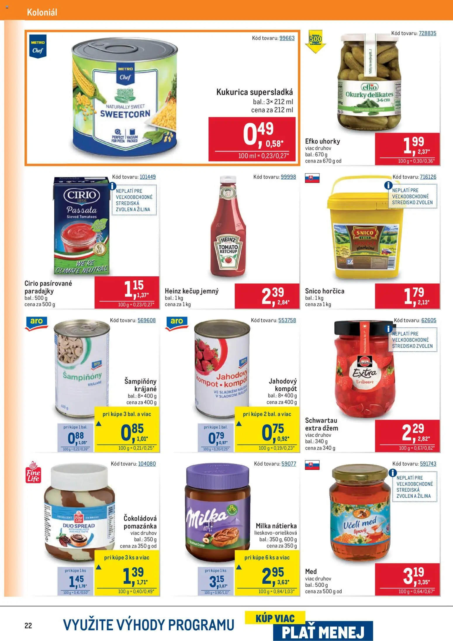 Nové Metro akcie – leták je platný od 28.01.2026 | Strana: 22 | Produkty: Paradajky, Milka, Kukurica, Uhorky