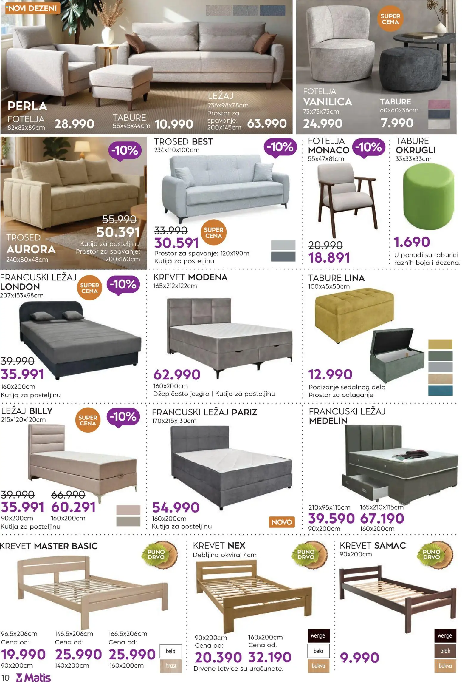 Matis katalog - važi od 01.02.2026 | Strana: 10 | Proizvode: Krevet, Kutija, Francuski ležaj, Trosed