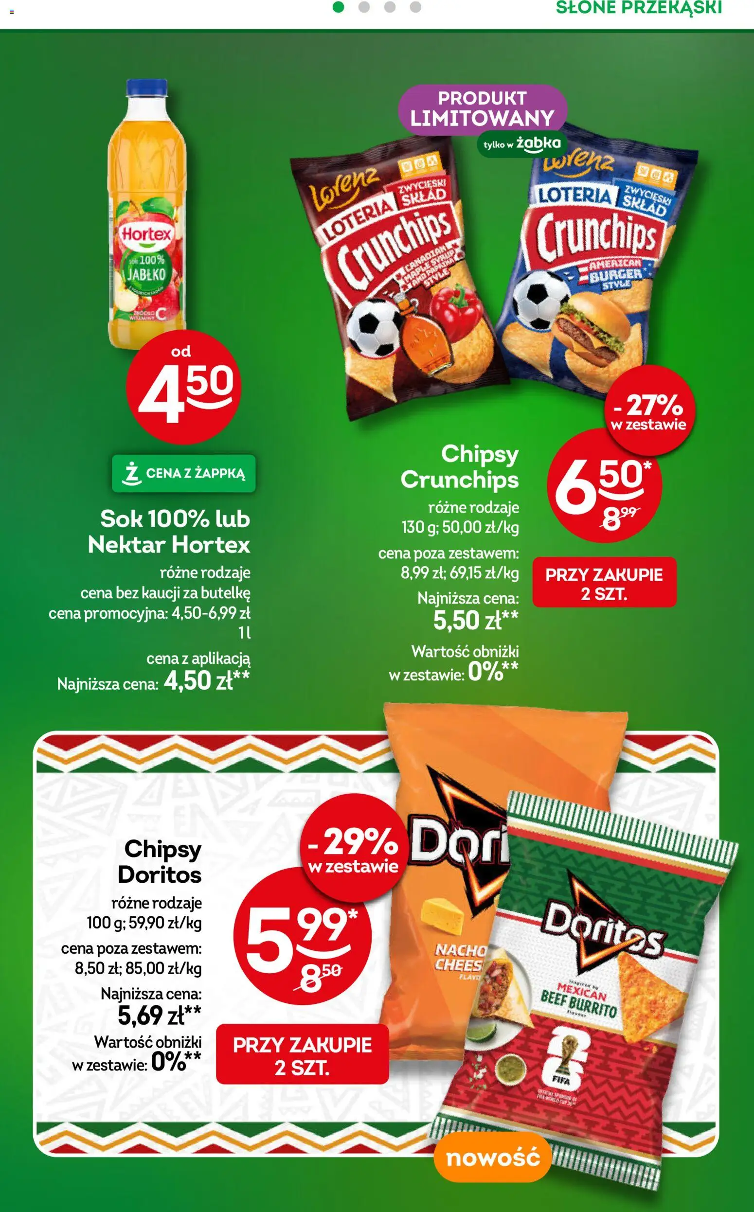 Żabka gazetka od 08.04.2026 | Strona: 20 | Produkty: Chipsy, Doritos, Sok