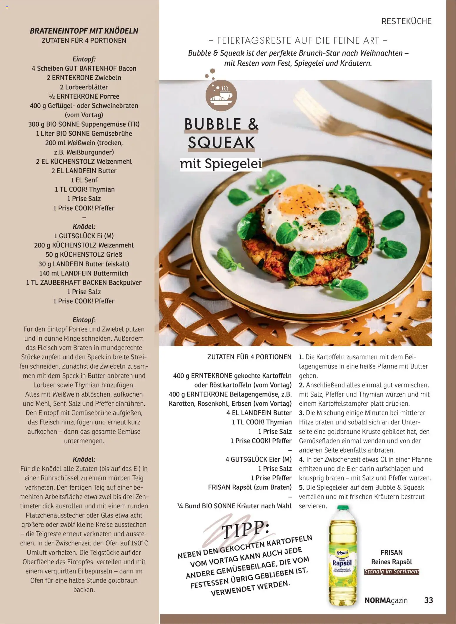 Norma NORMAgazin November/Dezember 2025 – gültig ab 01.11.2025 | Seite: 33 | Produkte: Ofen, Rapsöl, Weißwein, Fleisch