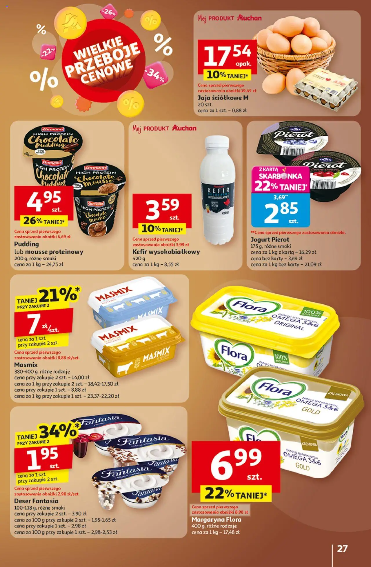 Auchan Gazetka - Wielkie przeboje cenowe Hipermarket od 23.10.2025 | Strona: 27 | Produkty: Karta, Kefir, Jogurt, Jaja