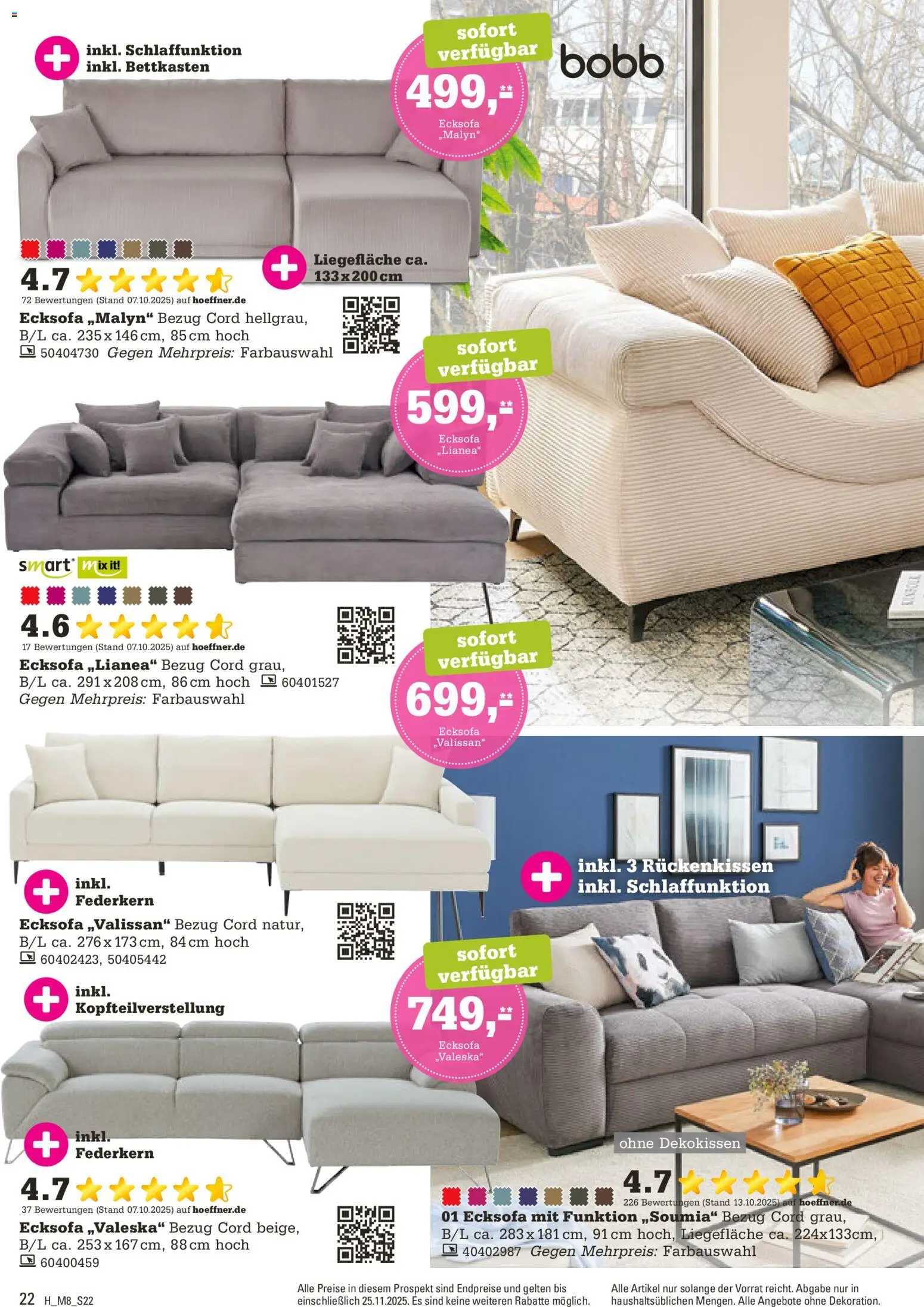 Höffner Prospekt 	 – gültig ab 12.11.2025 | Seite: 22 | Produkte: Ecksofa