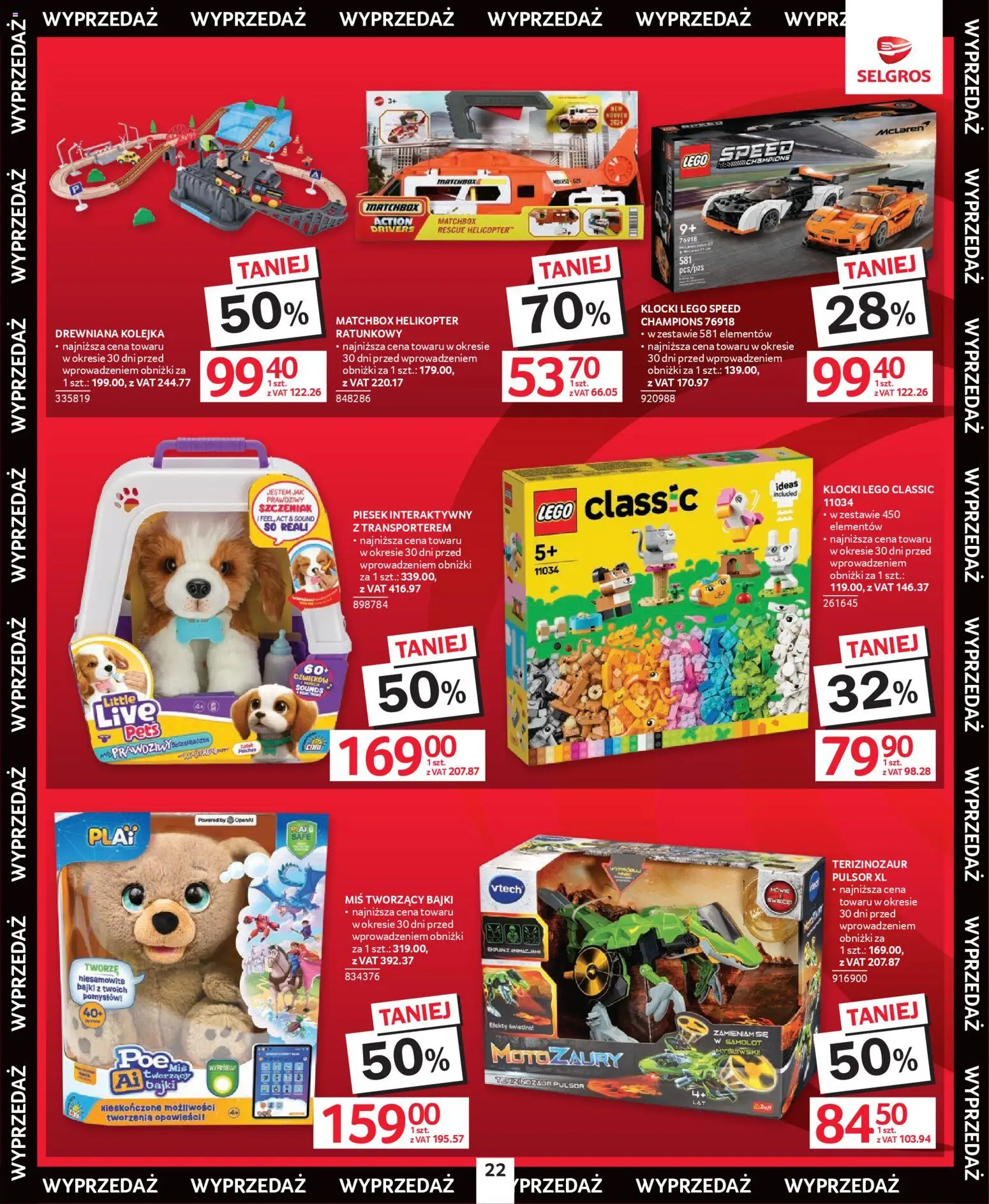Selgros cash&carry Gazetka - Świąteczna Wyprzedaż od 08.01.2026 | Strona: 22 | Produkty: Lego, Klocki Lego, Piesek interaktywny