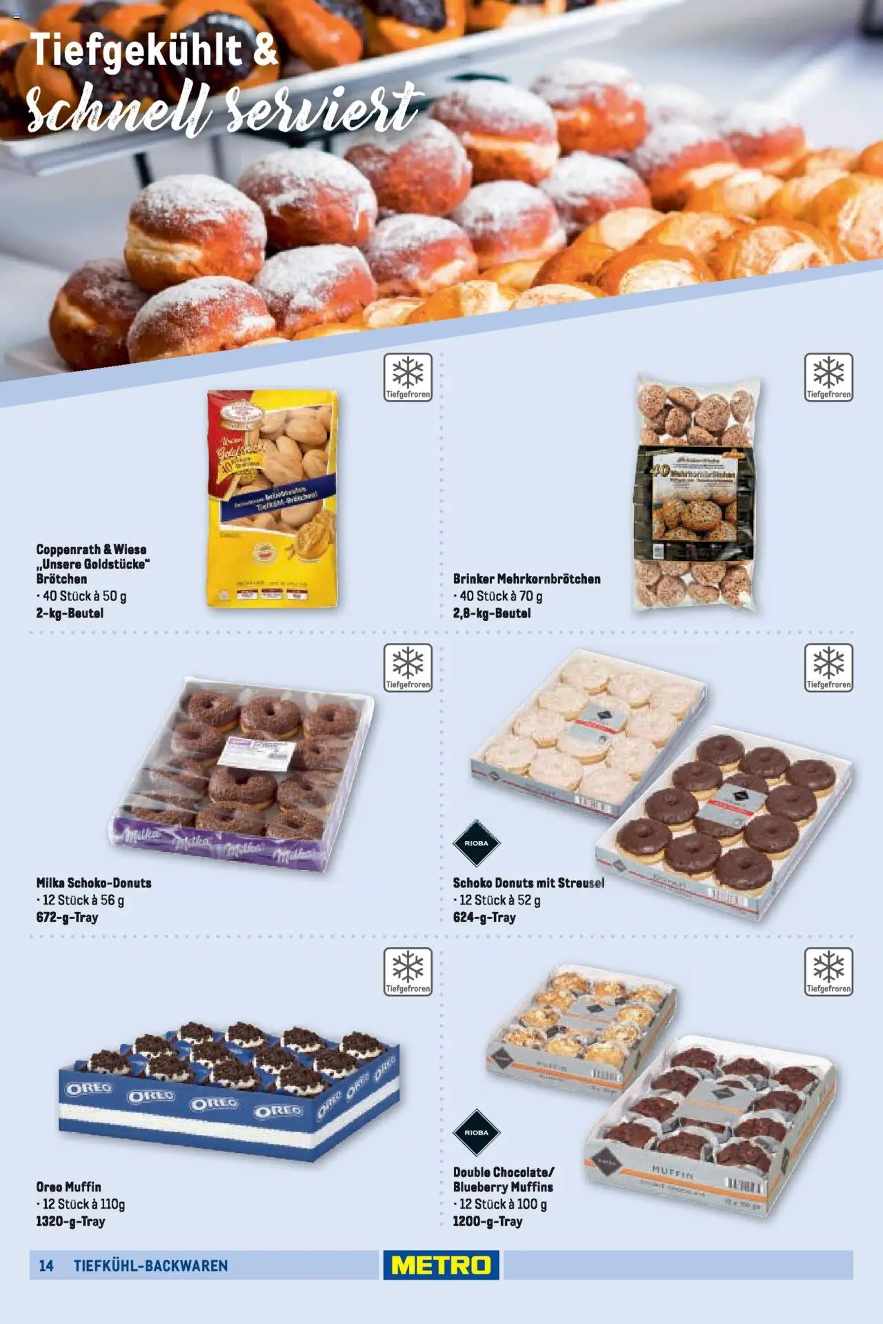 Metro Sortimentskatalog Vereine & Feste – gültig ab 01.06.2024 | Seite: 14 | Produkte: Donuts