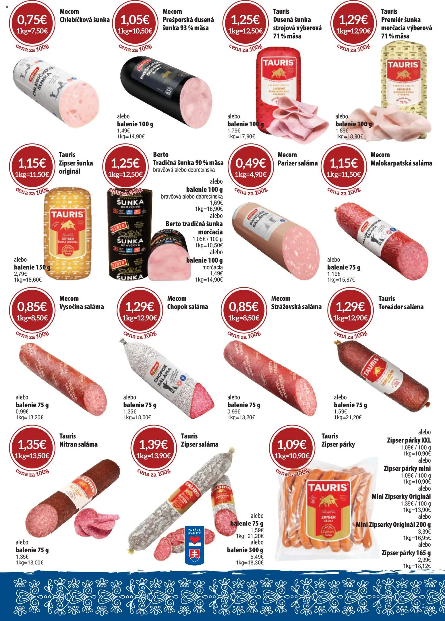 Nové Nitrazdroj akcie – leták je platný od 08.01.2026 | Strana: 2 | Produkty: Saláma, Šunka, Párky