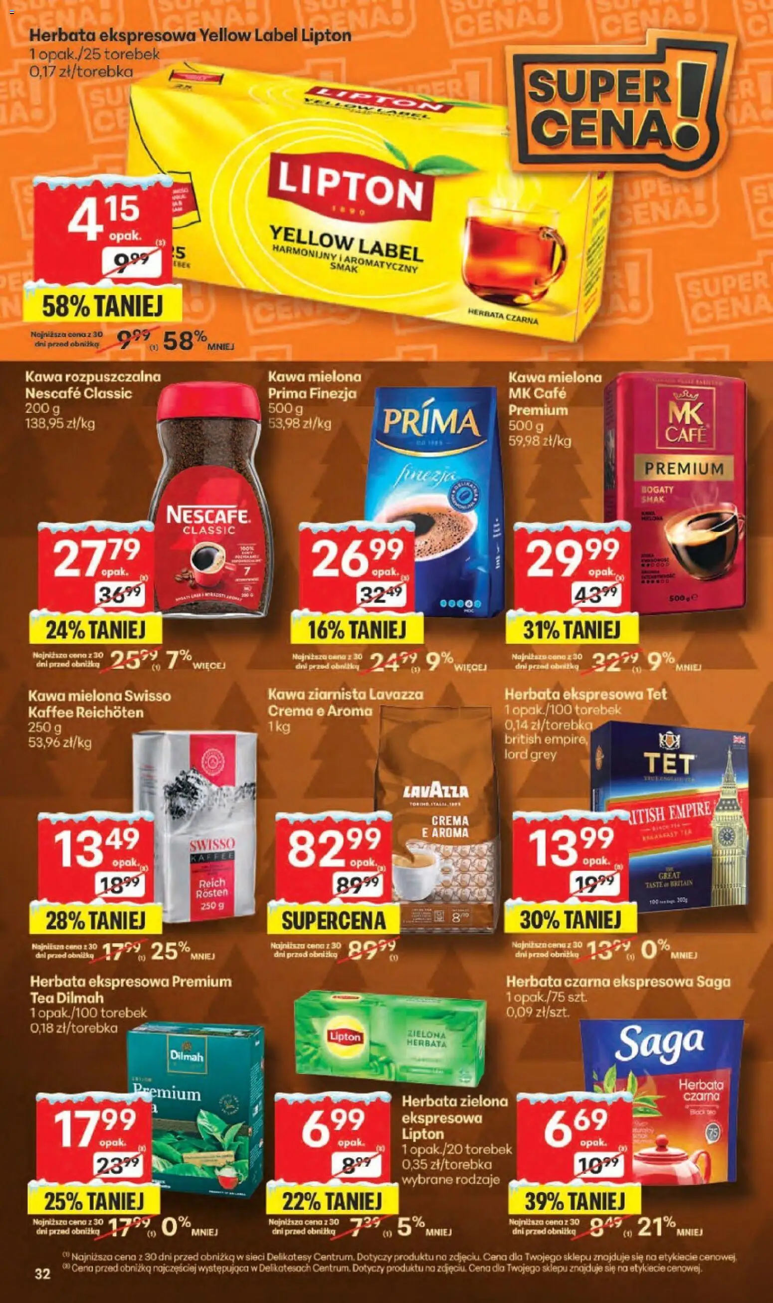 Delikatesy Centrum Gazetka od 11.12.2025 | Strona: 32 | Produkty: Nescafe, Kawa rozpuszczalna, Kawa, Herbata