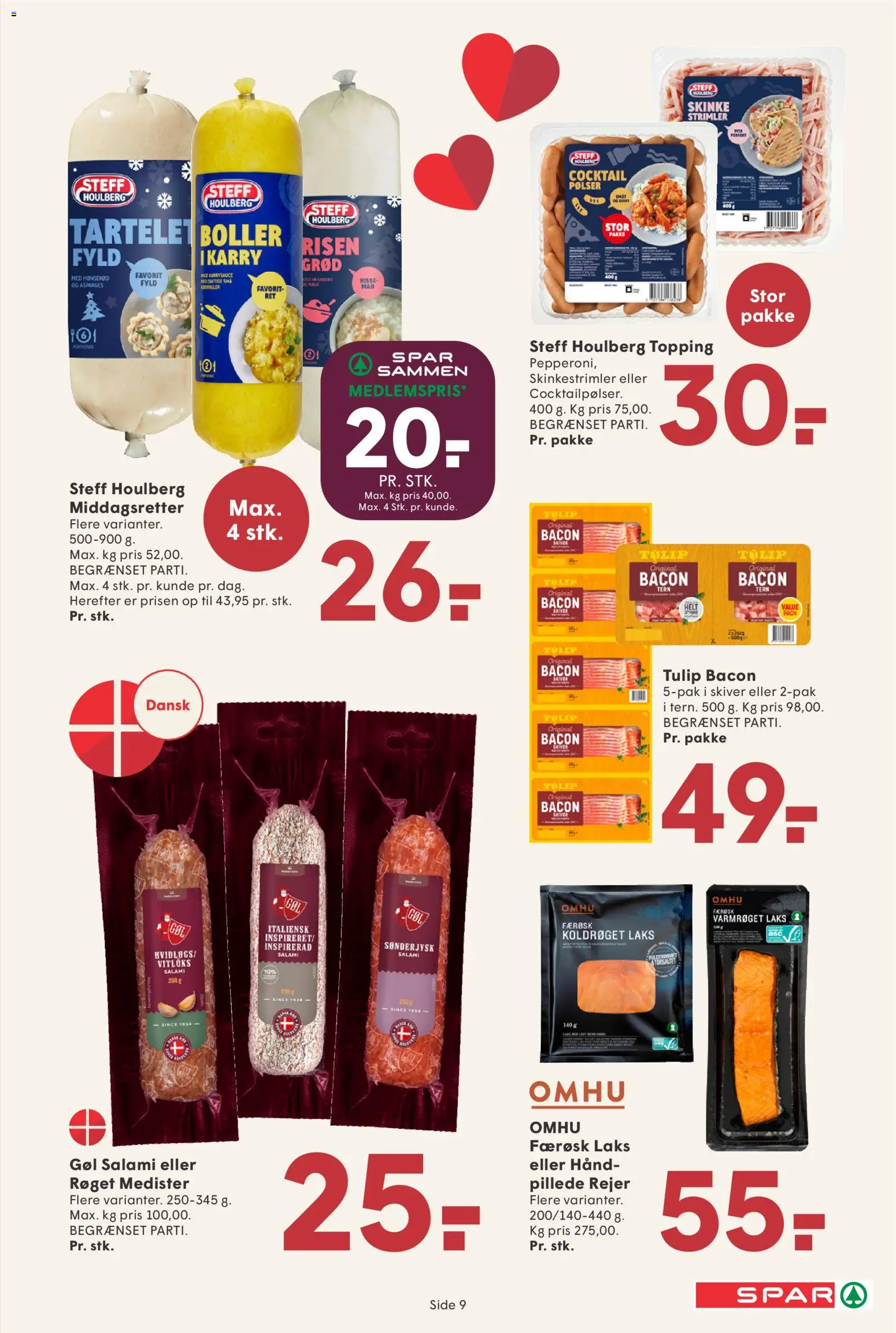 Spar tilbudsavis – gyldig fra 07.11.2025 | Side: 9 | Produkter: Pølser, Salami, Skinke, Rejer