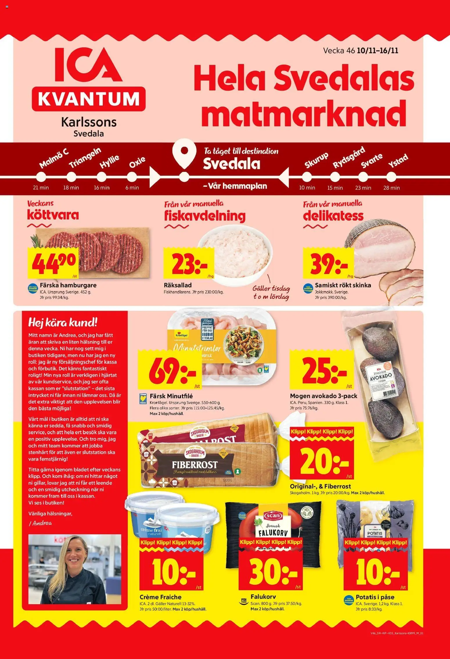 ICA Kvantum reklamblad aktuell från 10.11.2025 | Sida: 1 | Produkter: Bageri, Hamburgare, Creme fraiche, Potatis