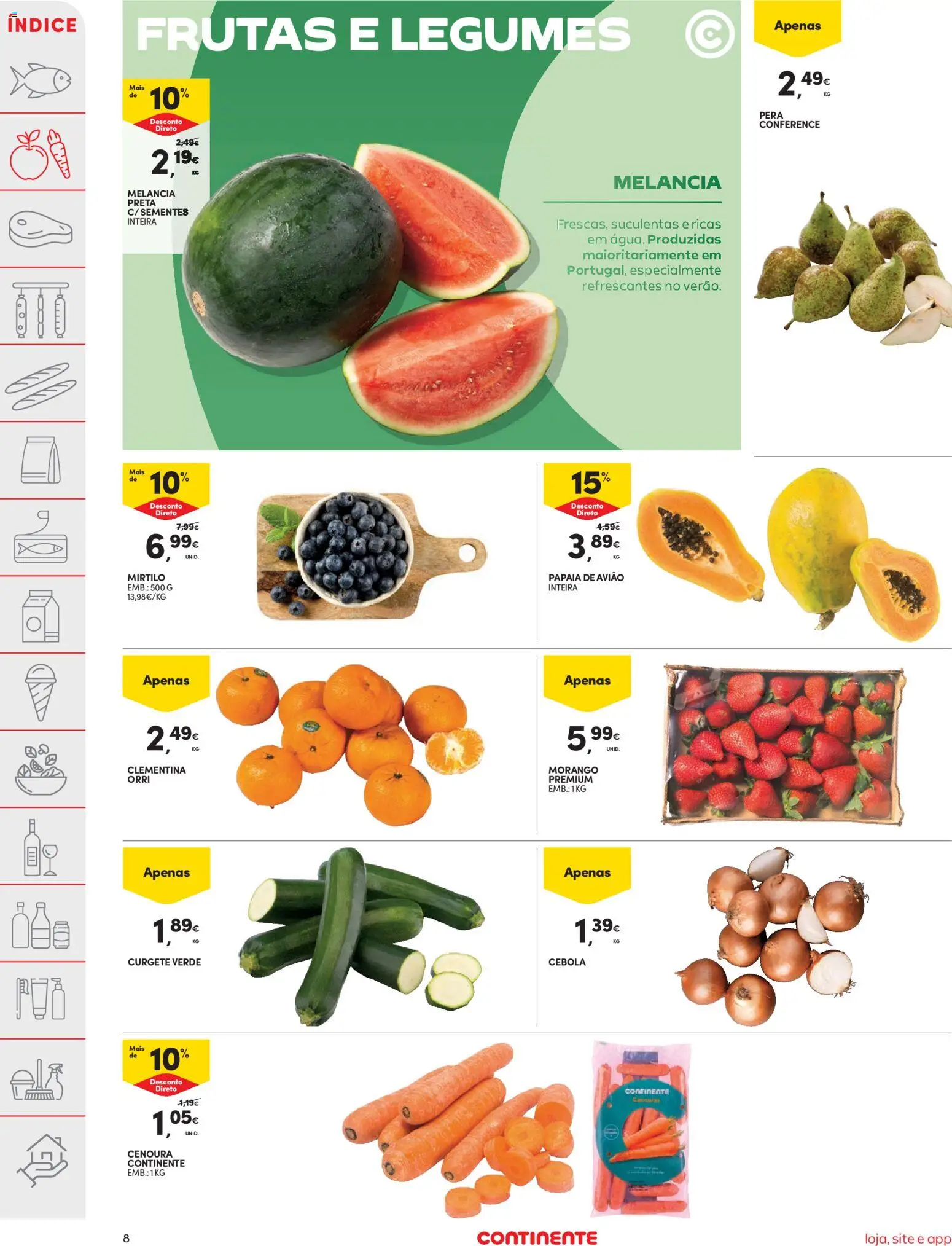 Continente folheto │ válido de 31.03.2026 | Página: 8 | Produtos: Curgete, Cebola, Melancia, Cenoura