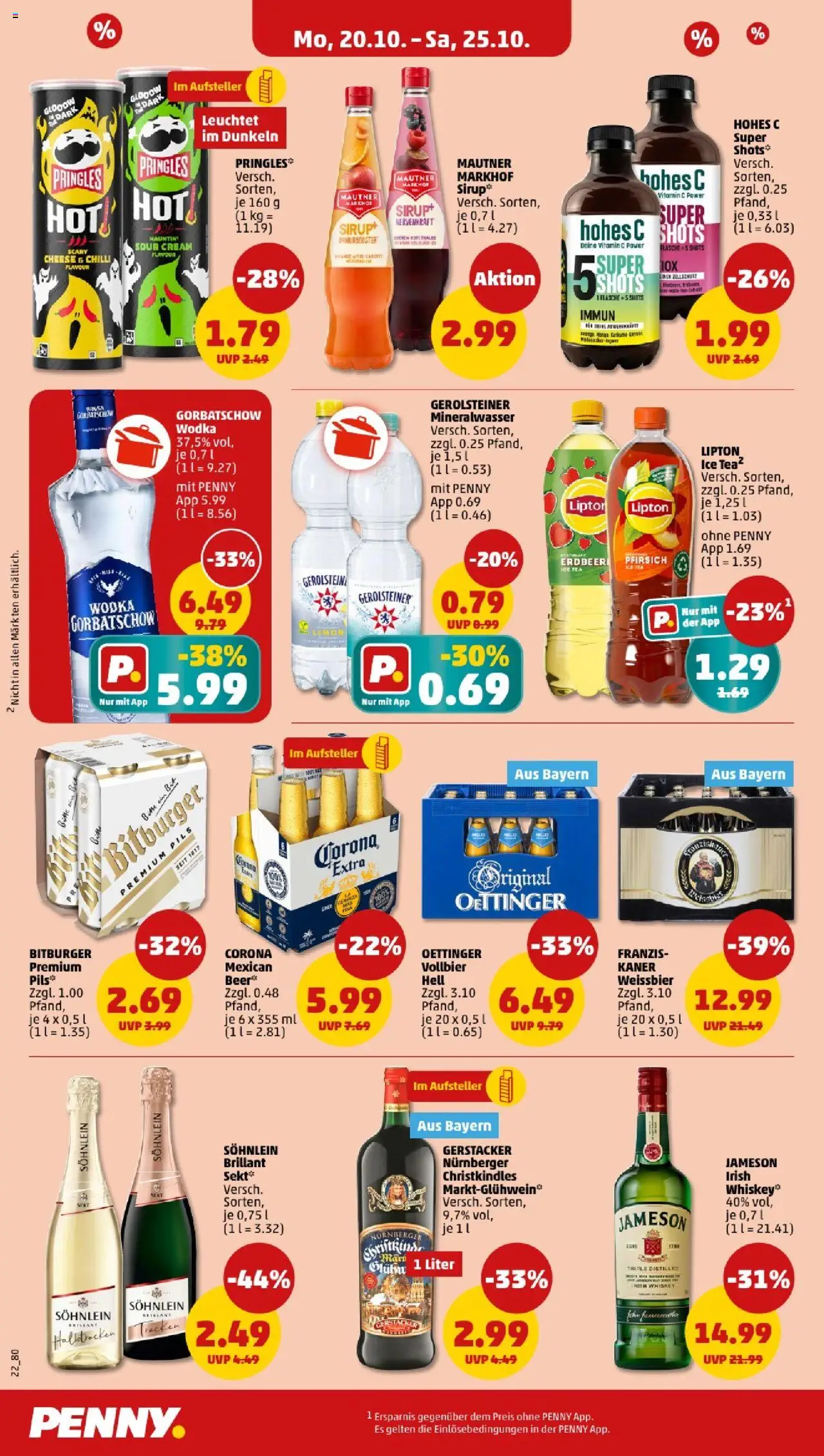 Penny - Bayern – gültig ab 20.10.2025 | Seite: 22 | Produkte: Weißbier, Oettinger, Hohes c, Wodka