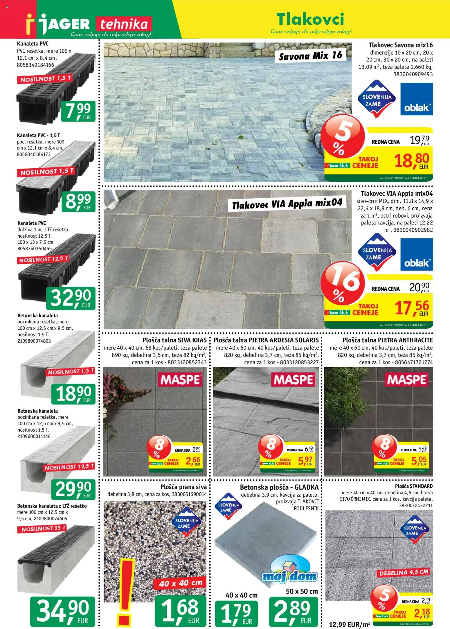 Novi Jager katalog ponudbe – veljaven od 29.04.2026 | Stran: 6 | Izdelki: Teza, Kos, Barva, Tlakovec