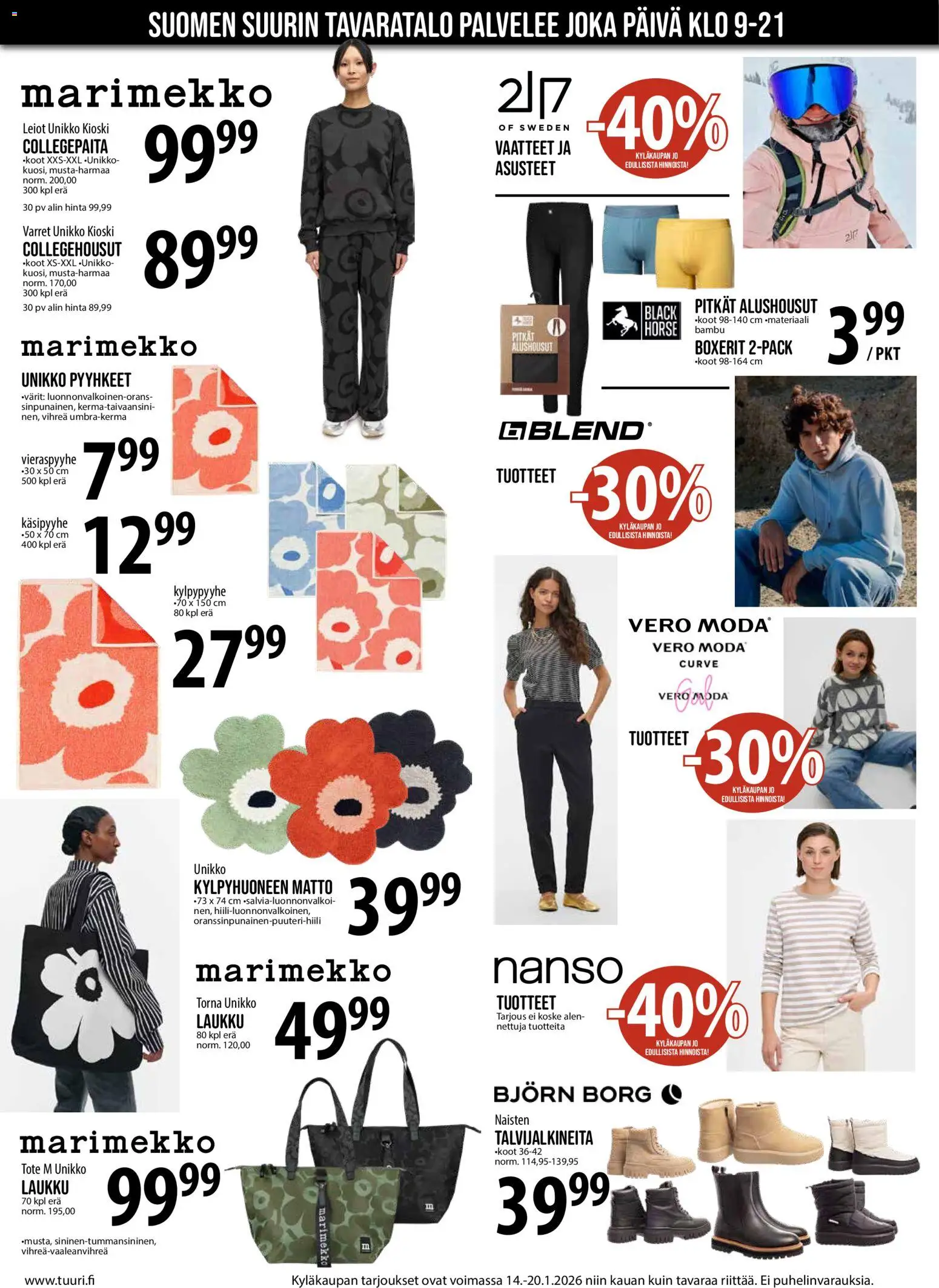 Tuuri tarjoukset – voimassa 14.01.2026 alkaen | Sivu: 3 | Tuotteet: Laukku, Matto, Vaatteet, Alushousut