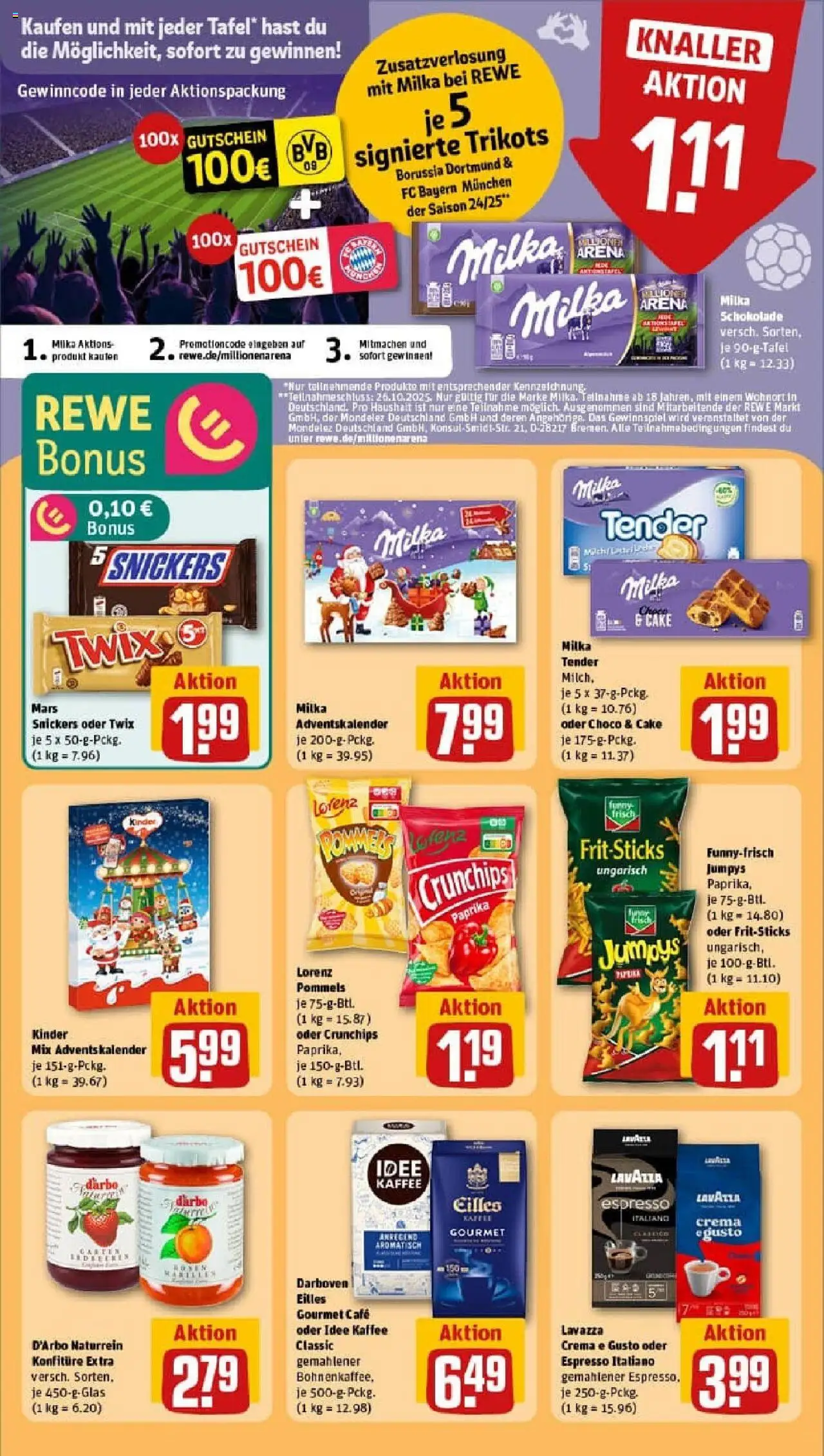 Rewe prospekt Werther	 – gültig ab 19.10.2025 | Seite: 25 | Produkte: Lavazza, Funny frisch, Milka, Snickers
