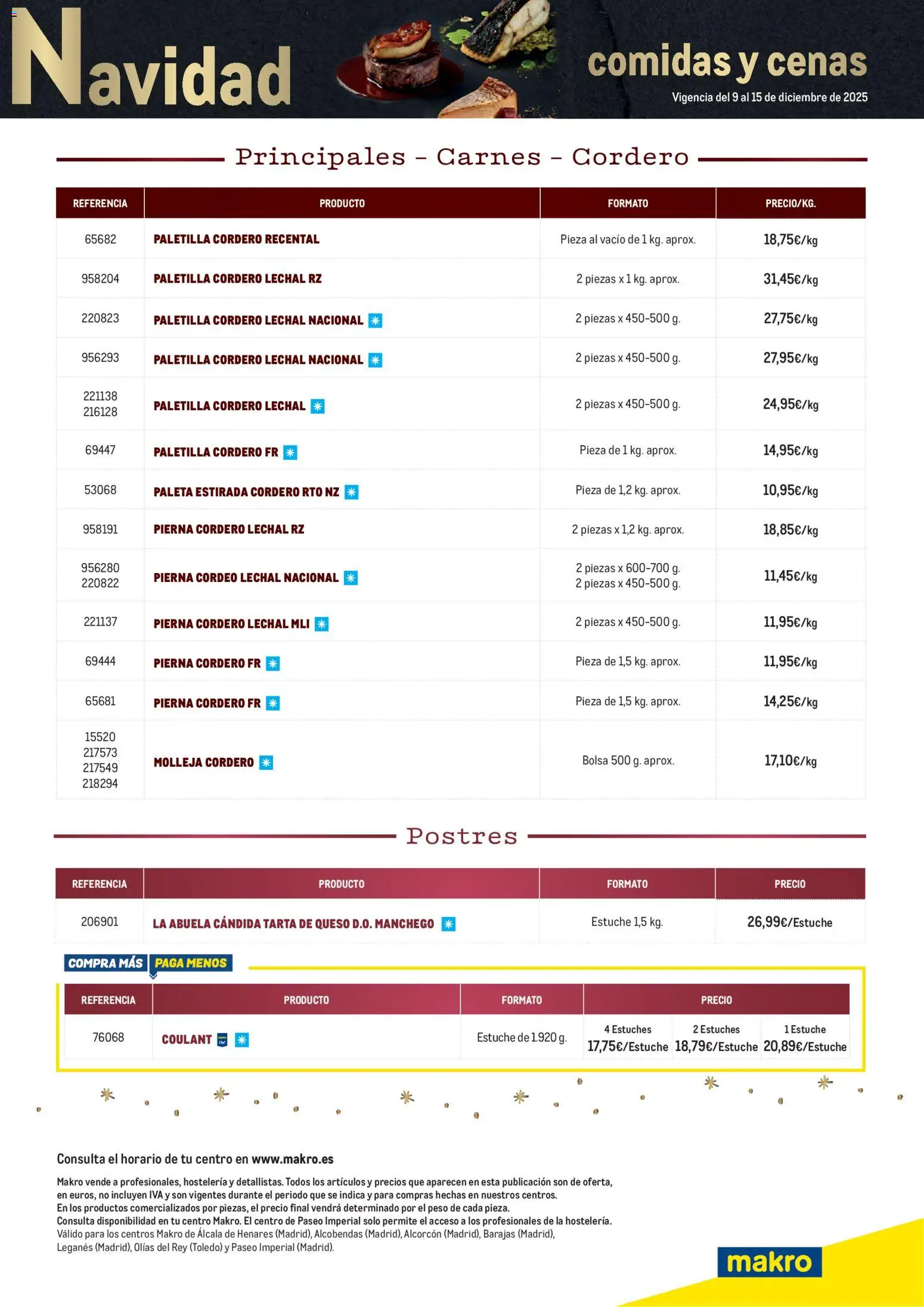 Makro - Menú Navidad Centro │ válido desde el 09.12.2025 | Página: 4 | Productos: Queso, Bolsa, Peso, Φίλτρο καφέ