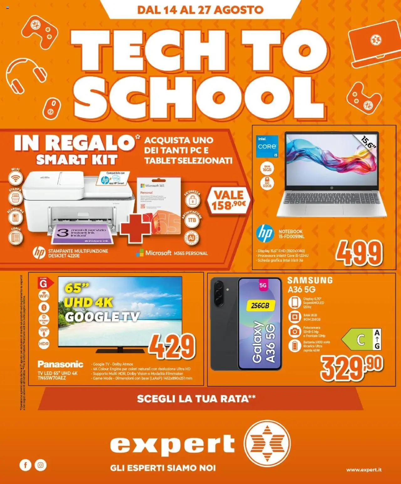 Volantino Expert del 14.08.2025 | Pagina: 1 | Prodotti: Notebook, Stampante, TV, Stampa