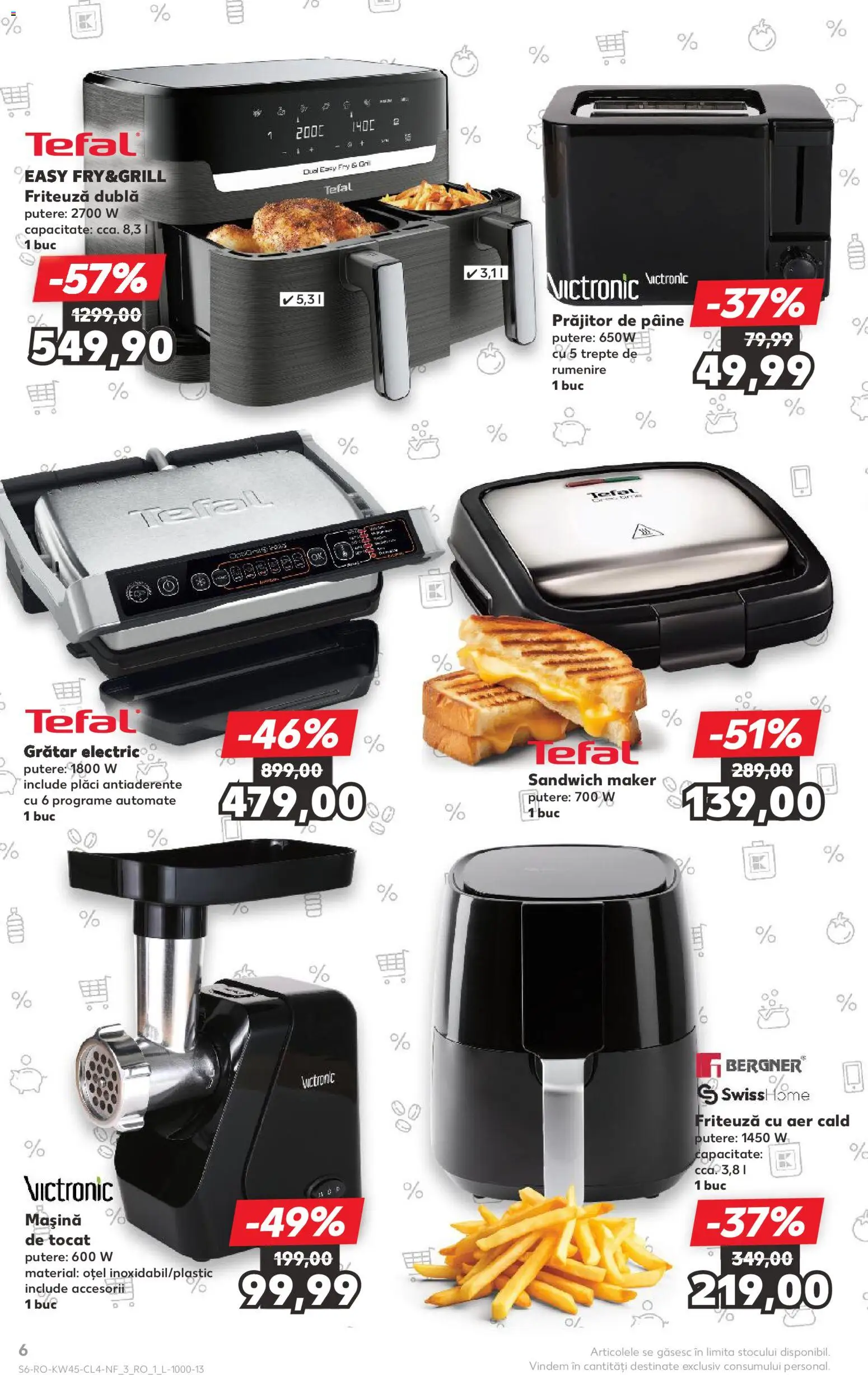 Noul catalog Kaufland – valabil de la 05.11.2025 | Pagină: 6 | Produse: Mașină de tocat, Toaster, Friteuză, Grătar