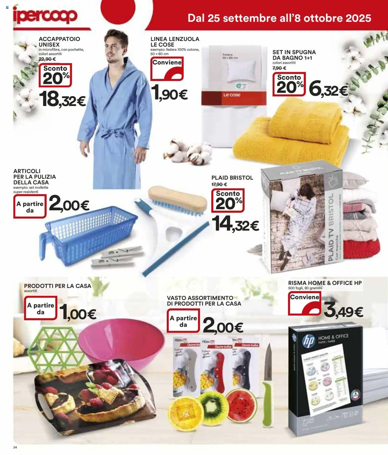 Volantino Ipercoop del 25.09.2025 | Pagina: 24 | Prodotti: Plaid, Bagno, Federa, Lenzuola