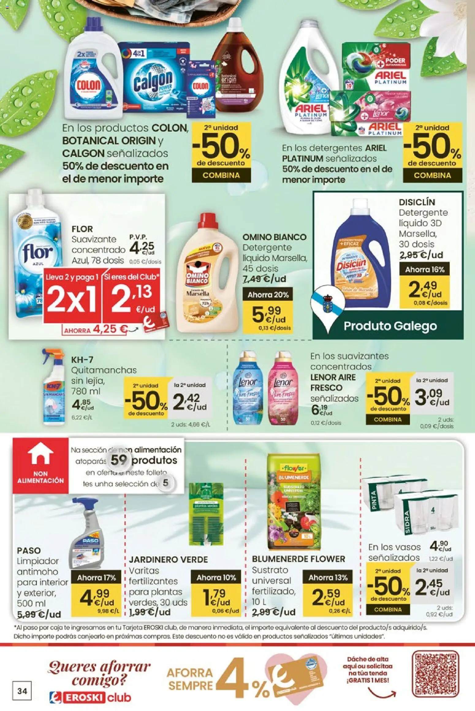 Eroski Quieres ahorrar conmigo │ válido desde el 16.04.2026 | Página: 34 | Productos: Quitamanchas, Detergente, Té, Suavizante