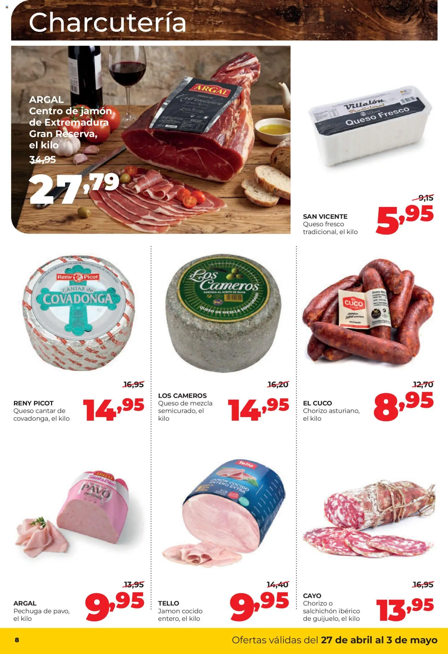 Alimerka folleto Castilla y León │ válido desde el 27.04.2026 | Página: 8 | Productos: Queso, Jamón, Jamón cocido, Queso fresco