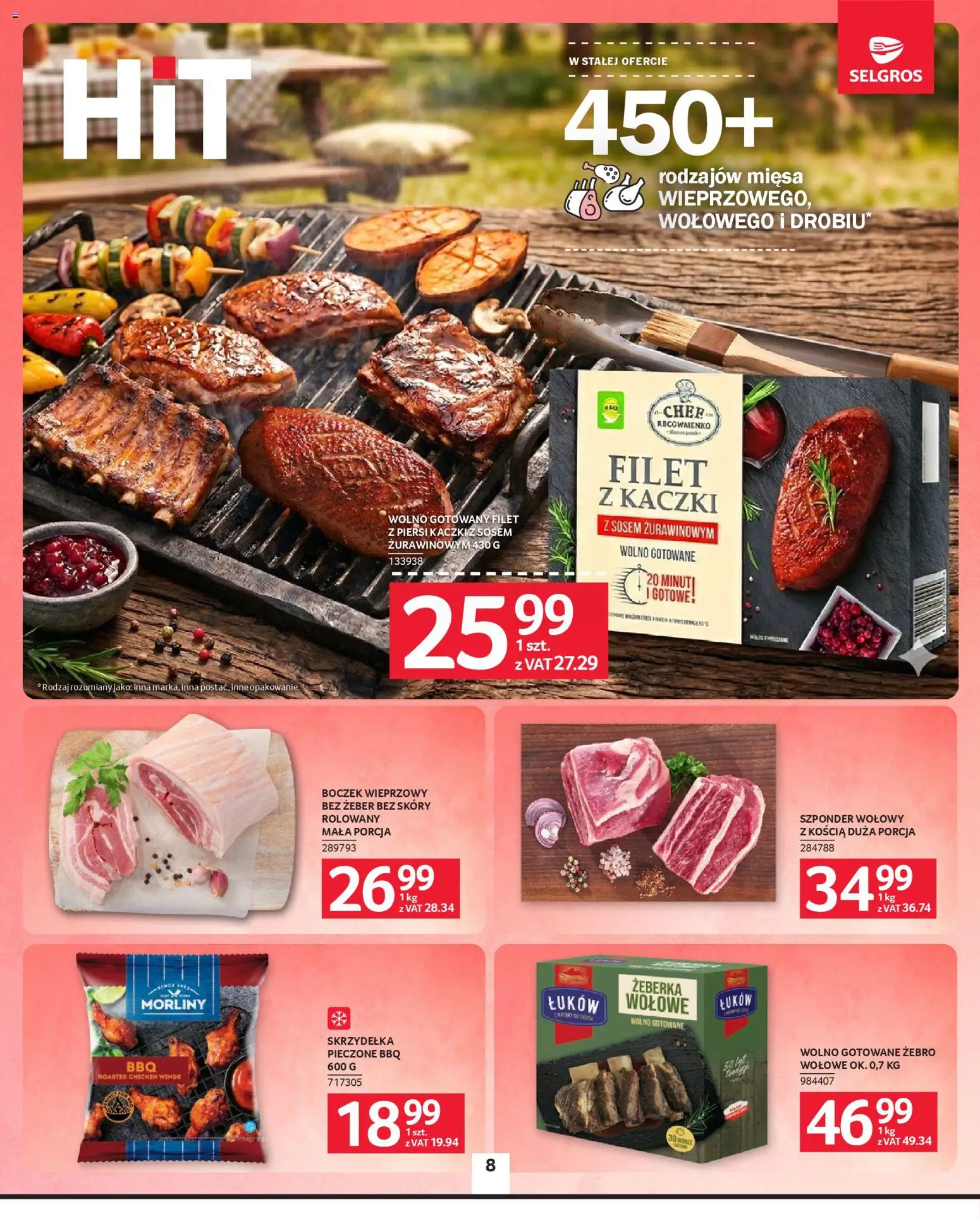 Selgros cash&carry gazetka od 23.04.2026 | Strona: 8 | Produkty: Piersi, Boczek wieprzowy, Filet z kaczki, Wolno gotowane