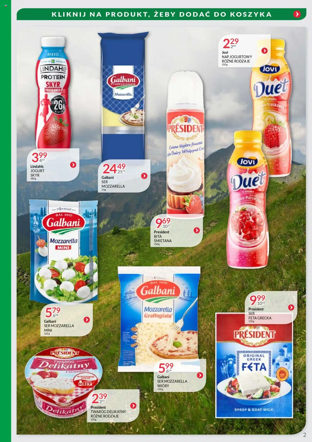 Eurocash Gazetka - Oferta Handlowa MR Południowy Wschód od 09.06.2025 | Strona: 2 | Produkty: Feta grecka, Jogurt, Śmietana, Mozzarella