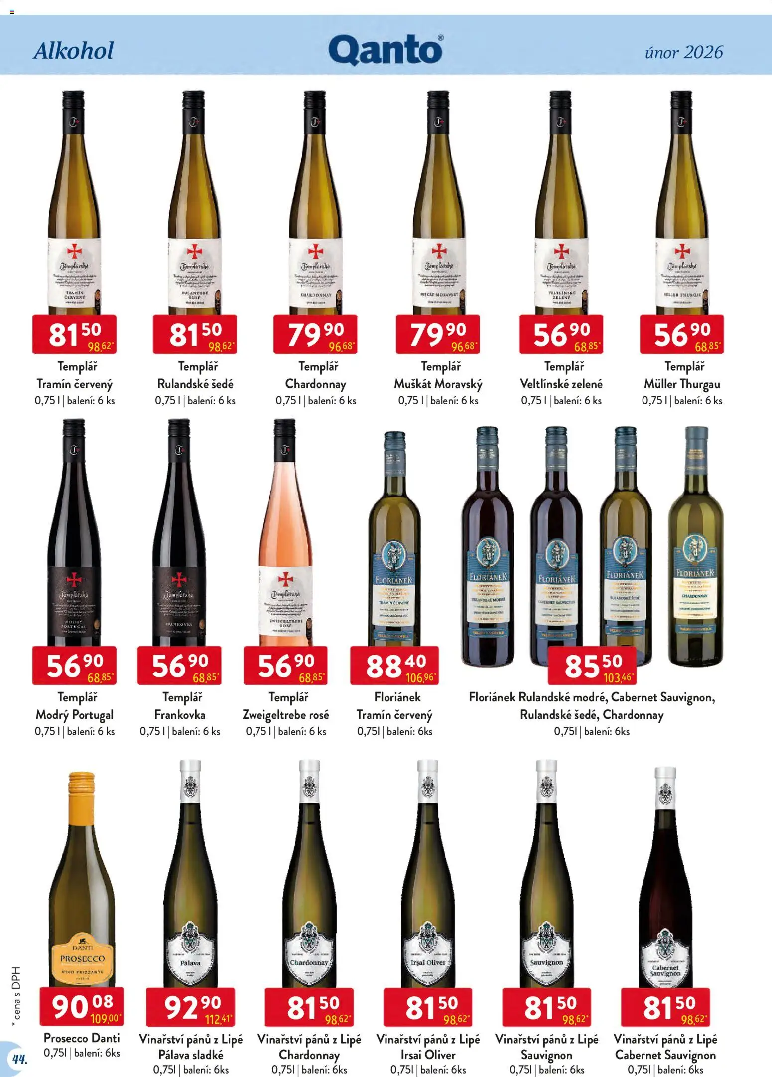 Astur & Qanto leták - Velkoobchod 02/2026 od 01.02.2026 | Strana: 44 | Produkty: Prosecco, Víno, Cabernet Sauvignon, Tramín červený