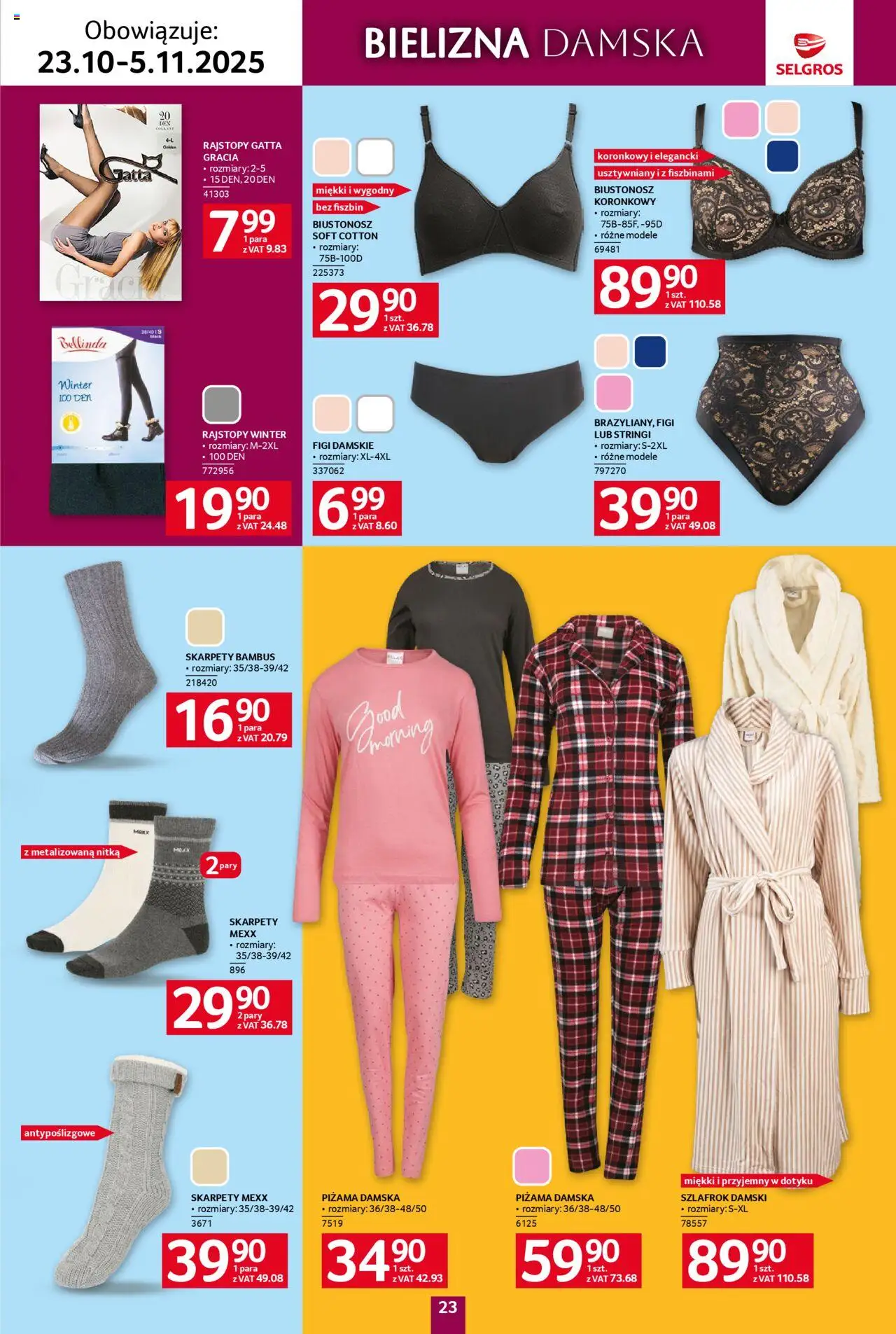 Selgros cash&carry Gazetka - Tekstylia od 23.10.2025 | Strona: 23 | Produkty: Stringi, Bielizna, Piżama, Szlafrok
