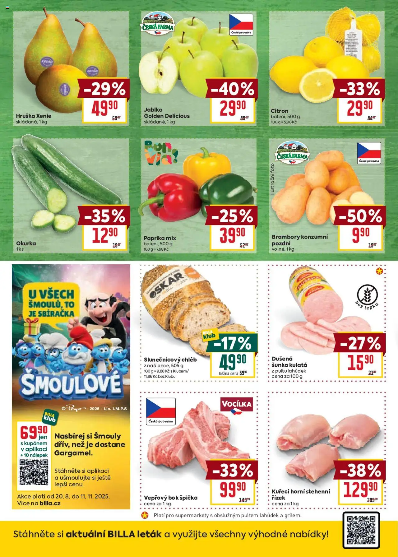 Billa Malý leták od 08.10.2025 | Strana: 2 | Produkty: Šunka, Vepřový bok, Brambory, Citron
