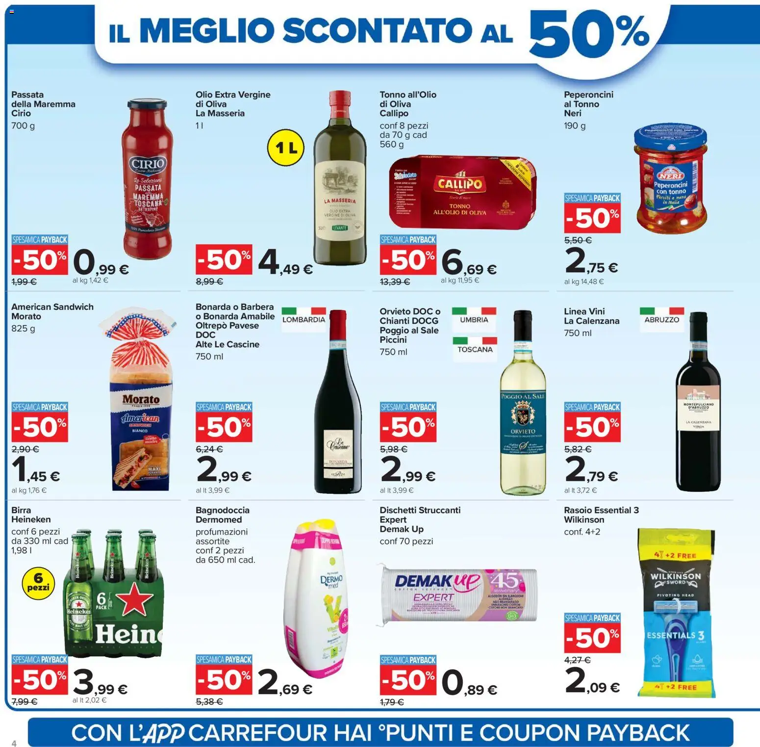 Volantino Carrefour del 07.04.2026 | Pagina: 4 | Prodotti: Rasoio, Sale, Olio extra vergine, Heineken