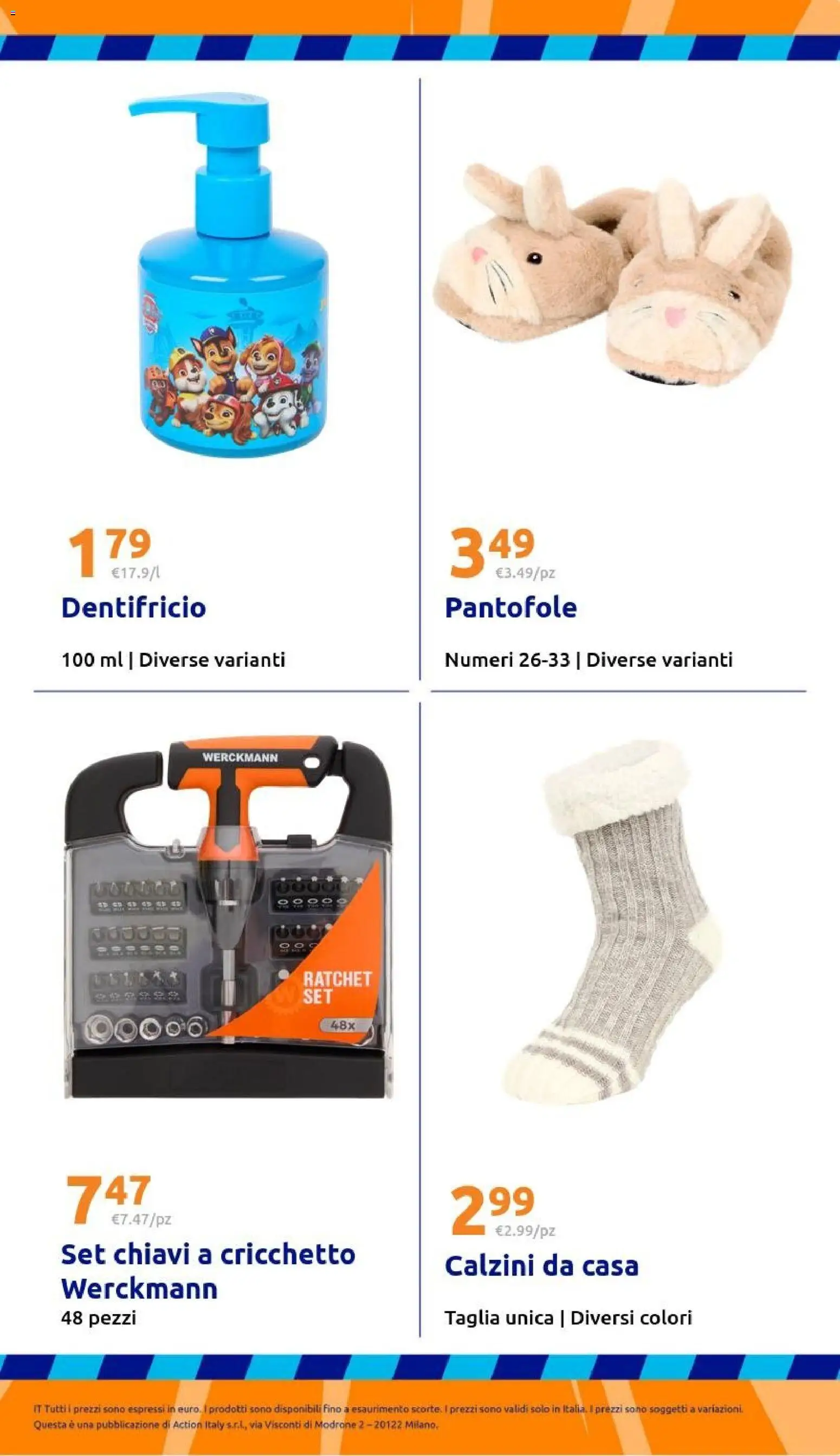 Volantino Action del 21.01.2026 | Pagina: 33 | Prodotti: Dentifricio, Calzini, Pantofole