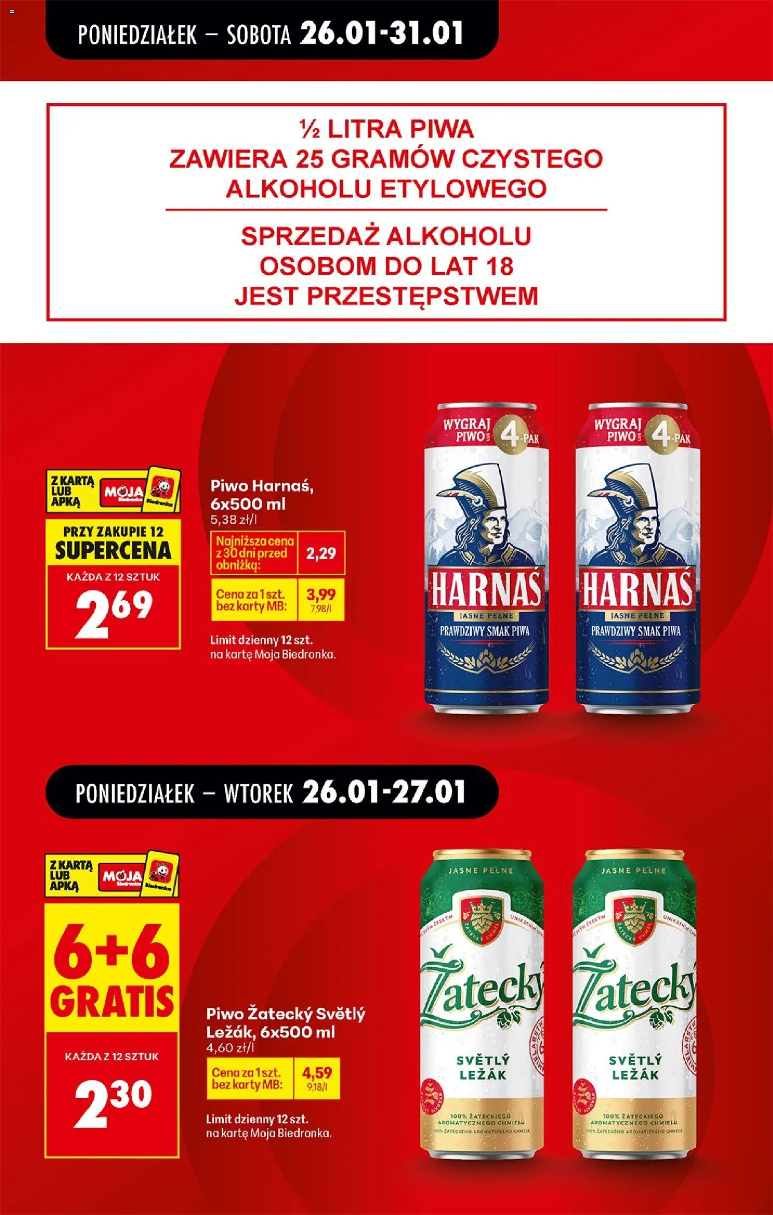 Biedronka gazetka od 26.01.2026 | Strona: 13 | Produkty: Karta, Leżak, Harnaś, Piwo
