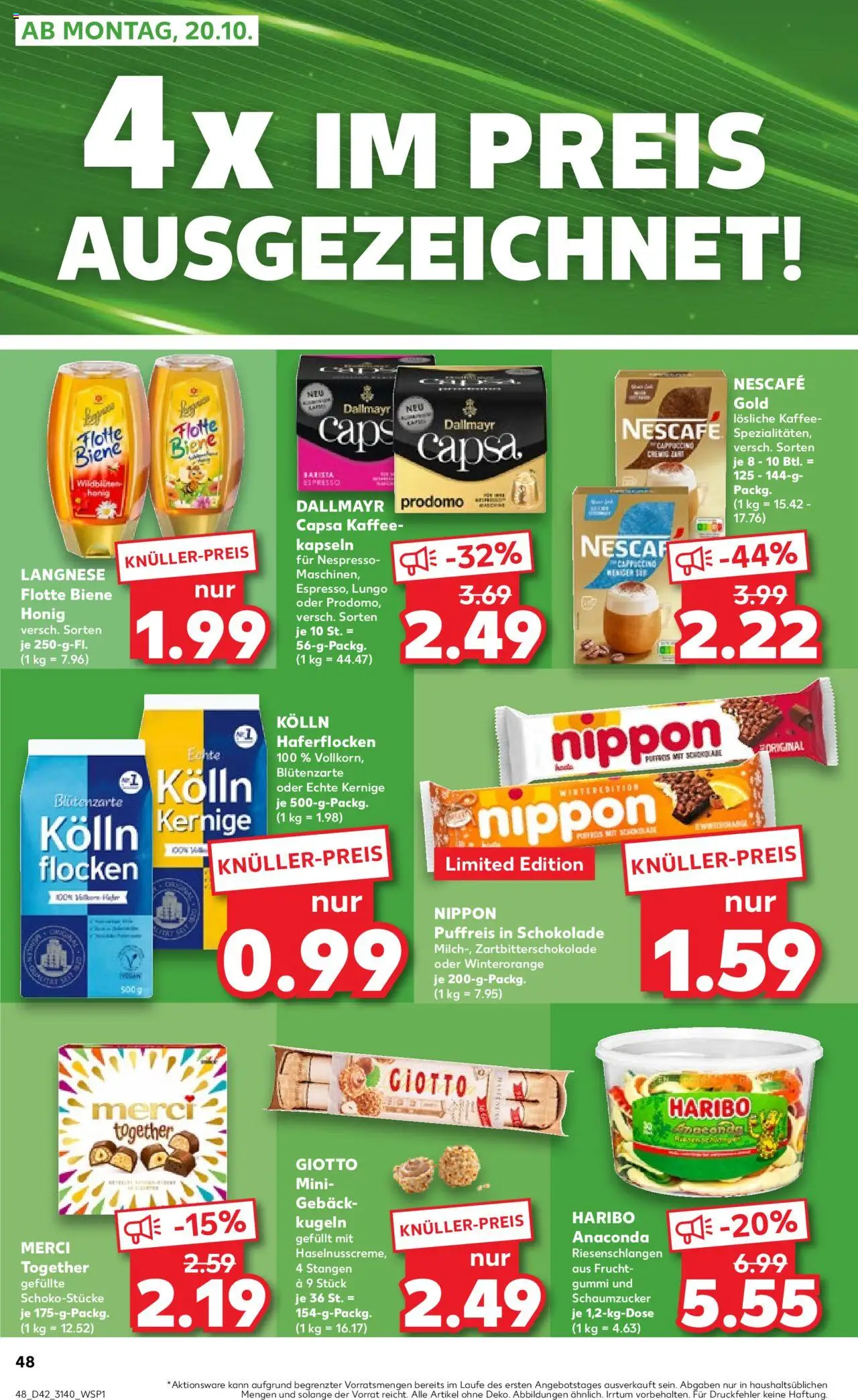 Kaufland prospekt Leipzig	 – gültig ab 16.10.2025 | Seite: 48 | Produkte: Merci, Kolln haferflocken, Haribo, Nescafe gold