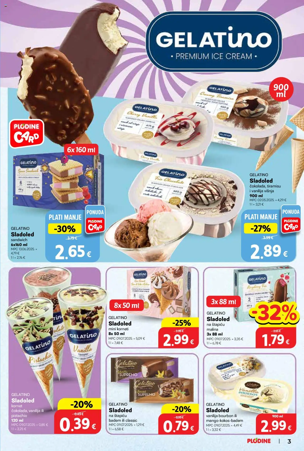 Plodine katalog | vrijedi od 17.09.2025 | Stranica: 3 | Proizvodi: Sladoled, Badem, Kornet