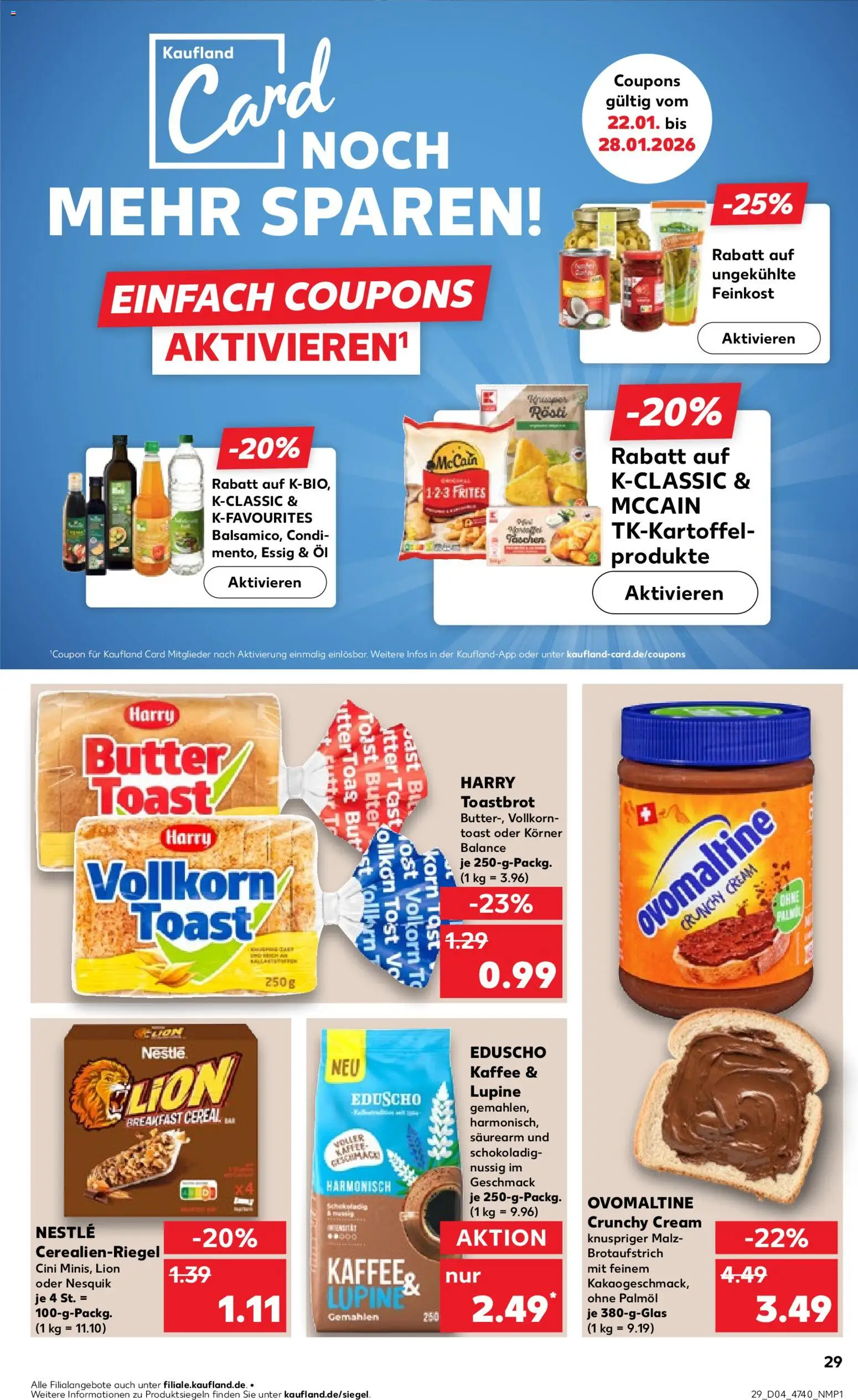 Kaufland prospekt Hannover	 – gültig ab 22.01.2026 | Seite: 29 | Produkte: Nesquik, Öl, Kaffee, Essig