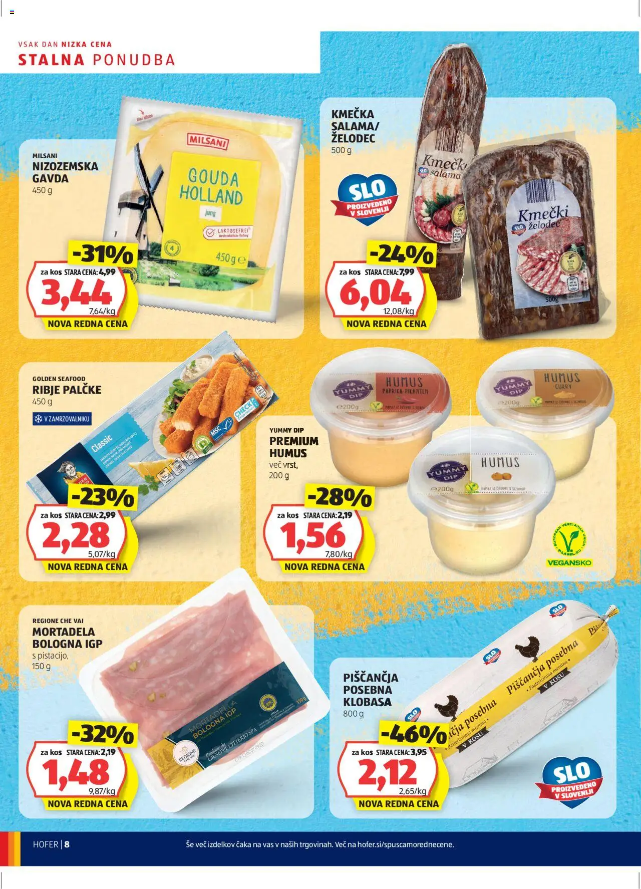 Hofer SI katalog | vrijedi od 09.10.2025 | Stranica: 8 | Proizvodi: Mortadela, Curry, Gouda, Humus