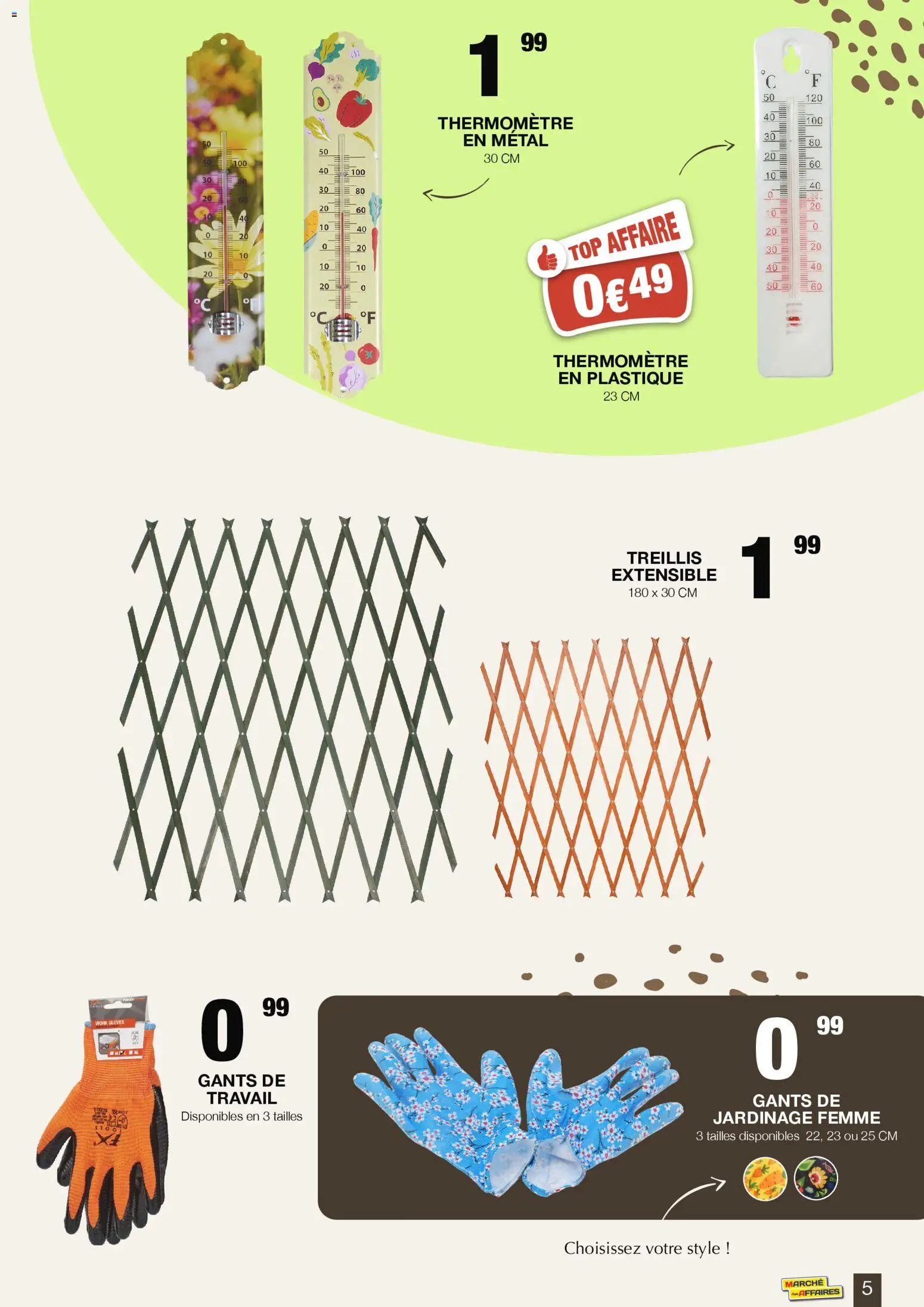{H1} | Page: 5 | Produits: Thermomètre, Treillis extensible, Gants