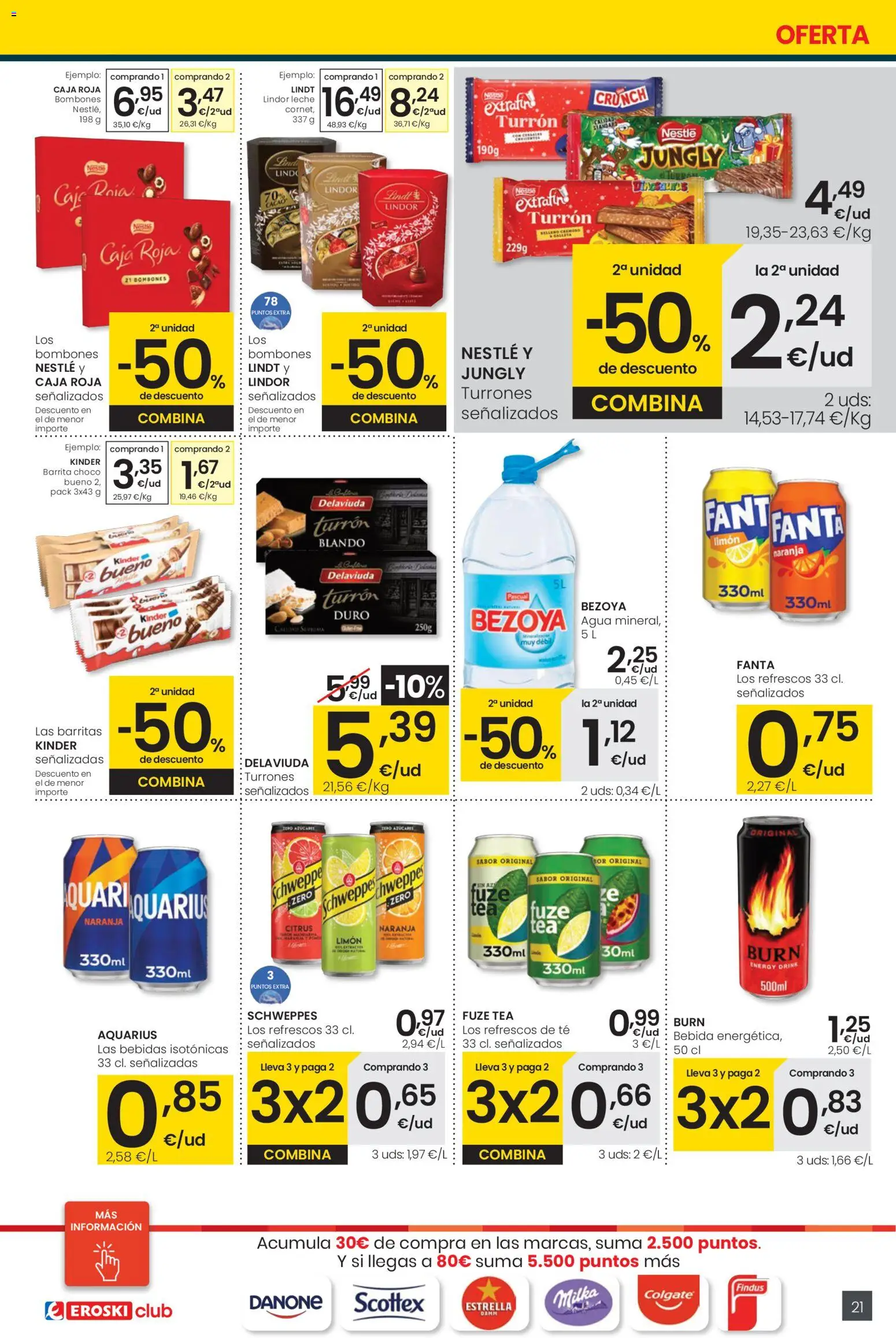 Eroski - Center │ válido desde el 30.10.2025 | Página: 21 | Productos: Leche, Té, Φρυγανιές σικάλεως, Caja