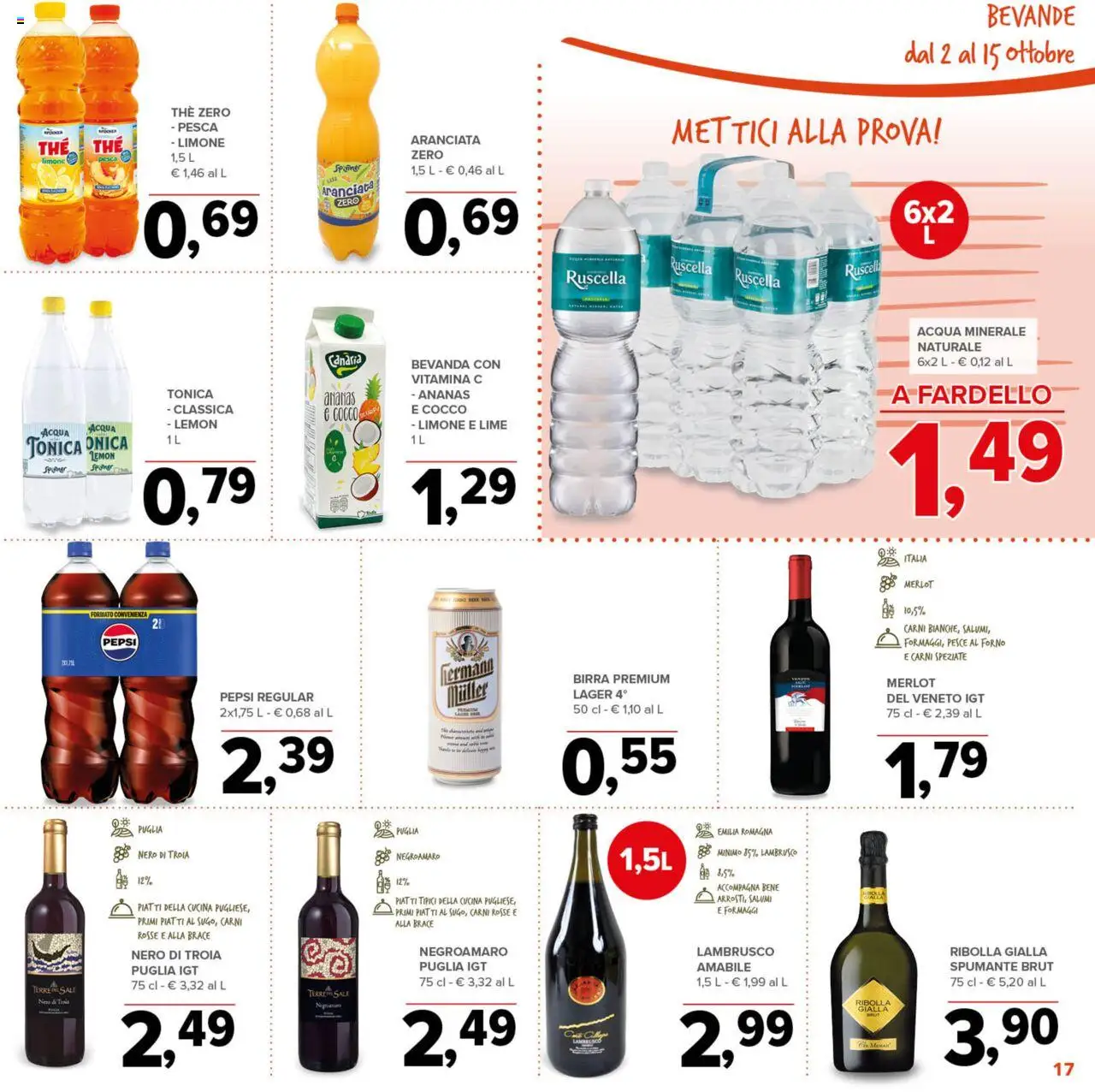 Volantino Todis del 02.10.2025 | Pagina: 17 | Prodotti: Acqua, Pesca, Forno, Pepsi