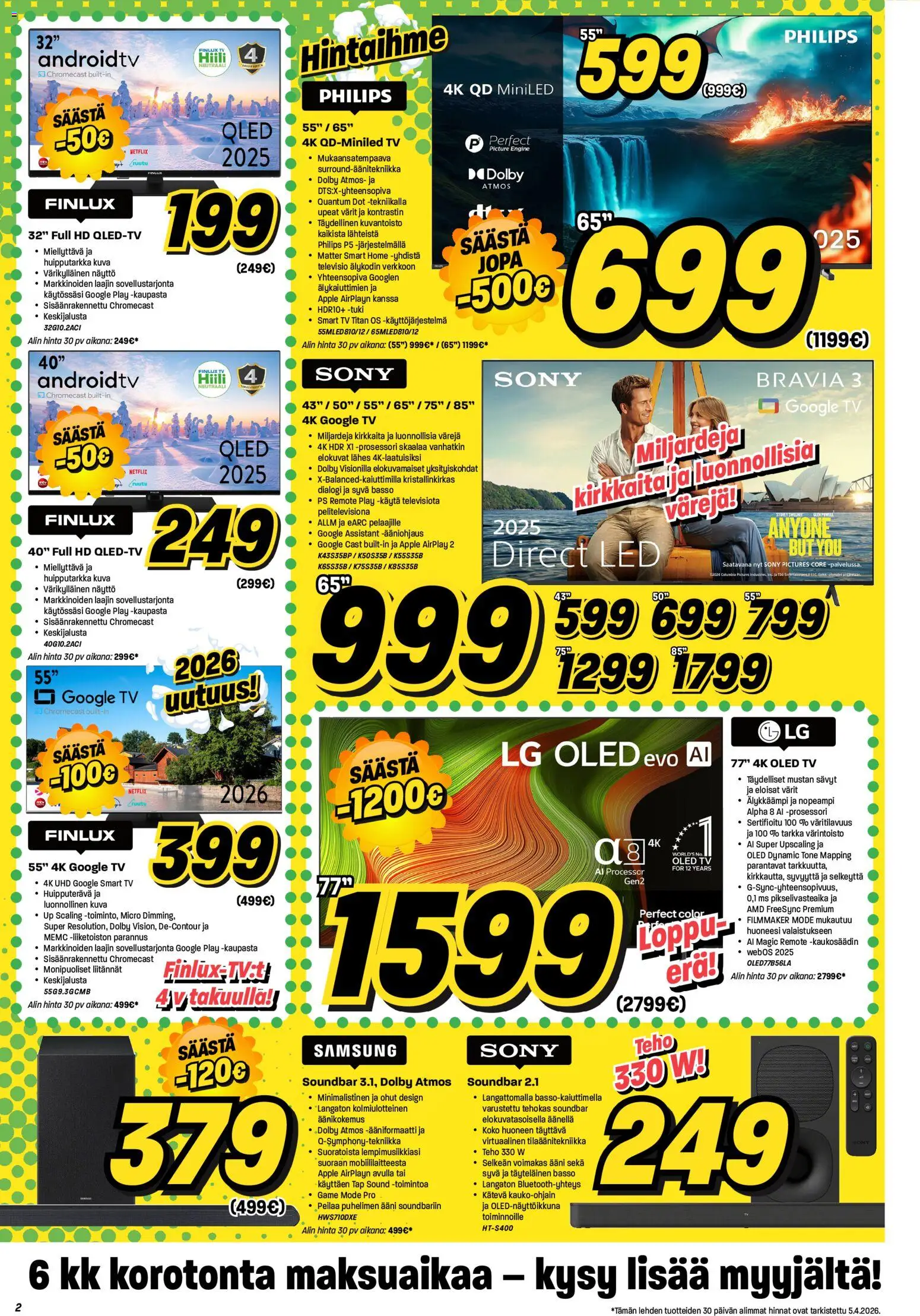 Veikon Kone tarjoukset – voimassa 07.04.2026 alkaen | Sivu: 2 | Tuotteet: Kaukosäädin, Soundbar, Näyttö, Televisio