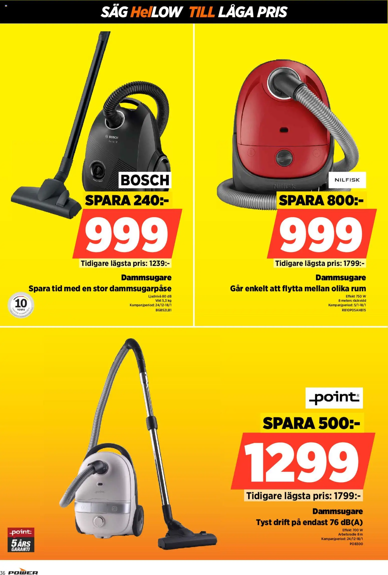 Power reklamblad aktuell från 05.01.2026 | Sida: 36 | Produkter: Dammsugare, Såg