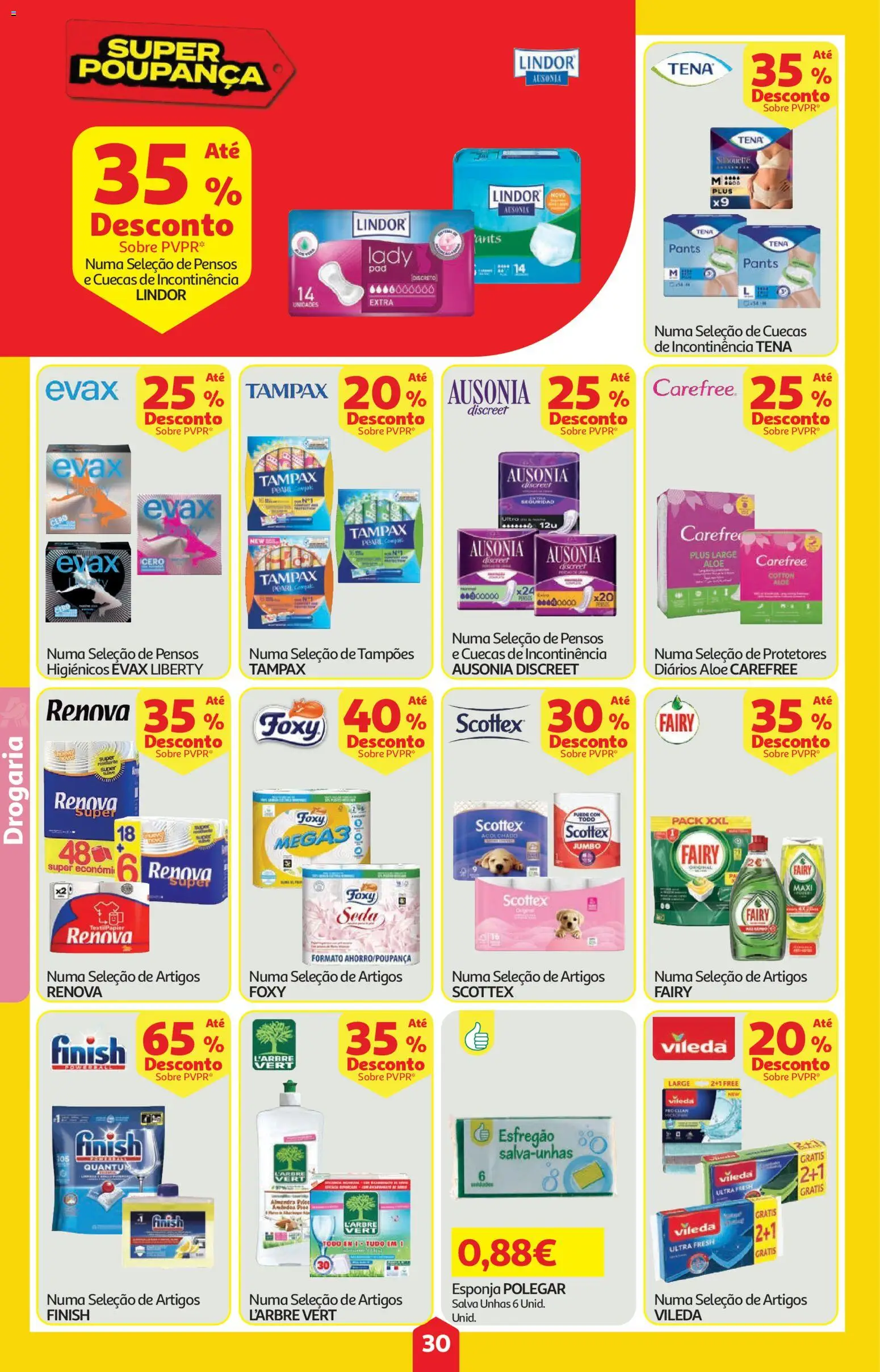 Auchan folheto │ válido de 23.04.2026 | Página: 30 | Produtos: Esfregão, Esponja, Cuecas