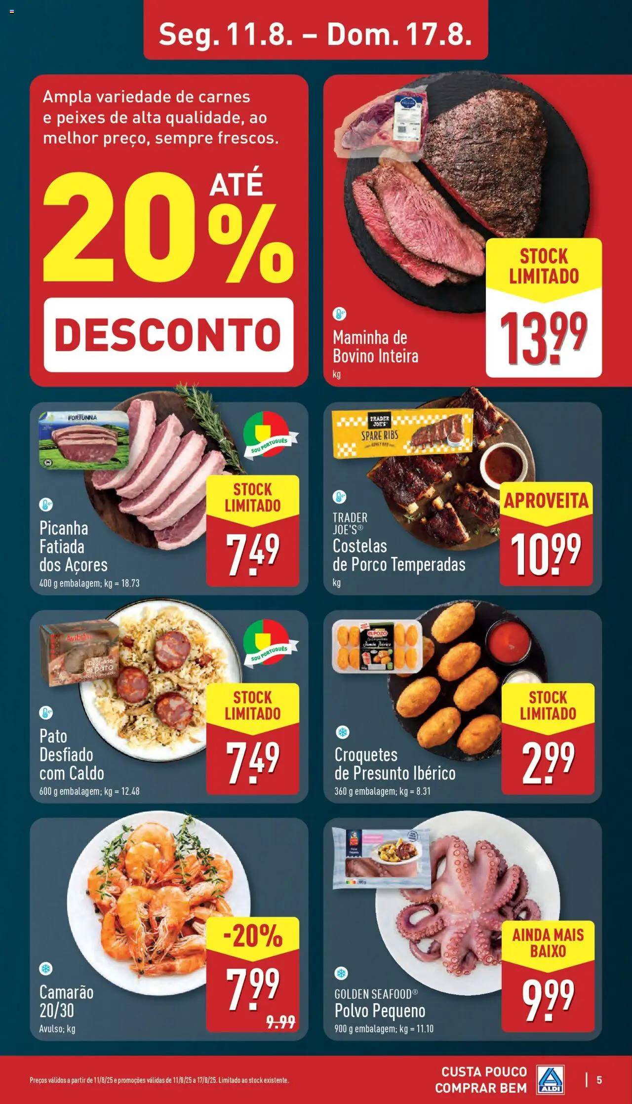 Aldi folheto │ válido de 11.08.2025 | Página: 5 | Produtos: Polvo, Camarão, Presunto