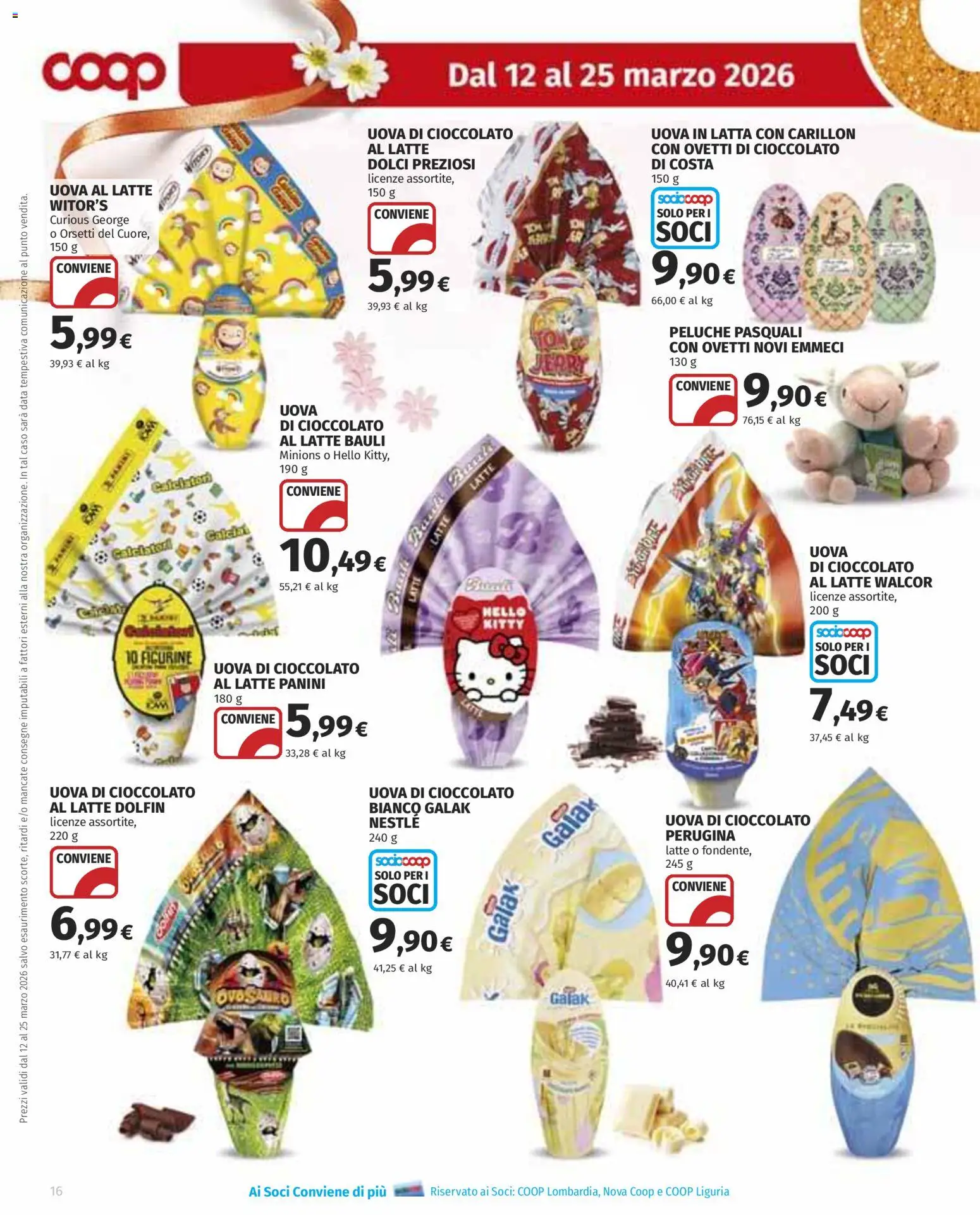 Volantino COOP del 12.03.2026 | Pagina: 16 | Prodotti: Peluche, Uova, Latte, Data