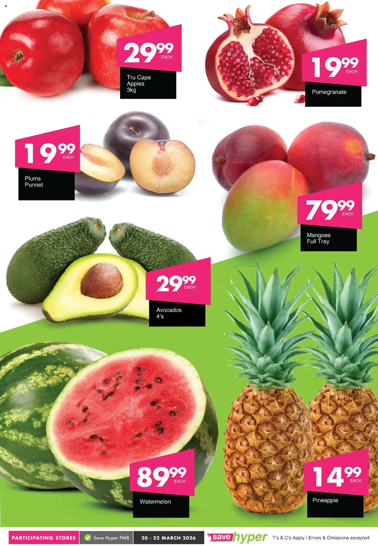 New Save catalogue – valid from 20.03.2026 | Page: 5 | Products: Tray, Apples, Pineapple, Avocados