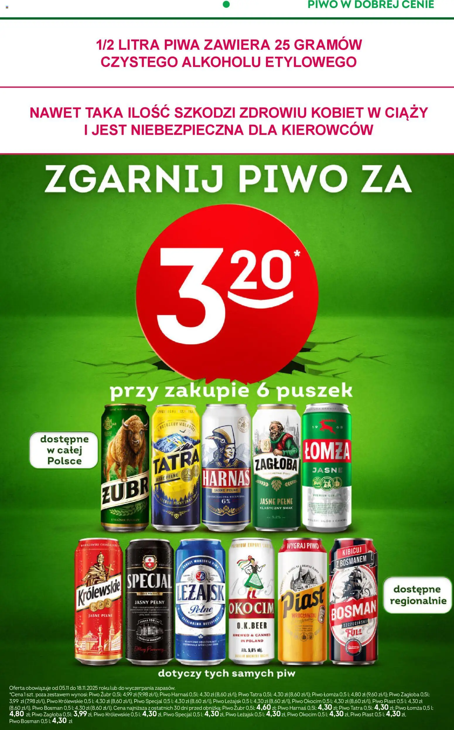 Żabka Gazetka od 05.11.2025 | Strona: 7 | Produkty: Piwo żubr, Piwo Bosman, Harnaś, Piwo