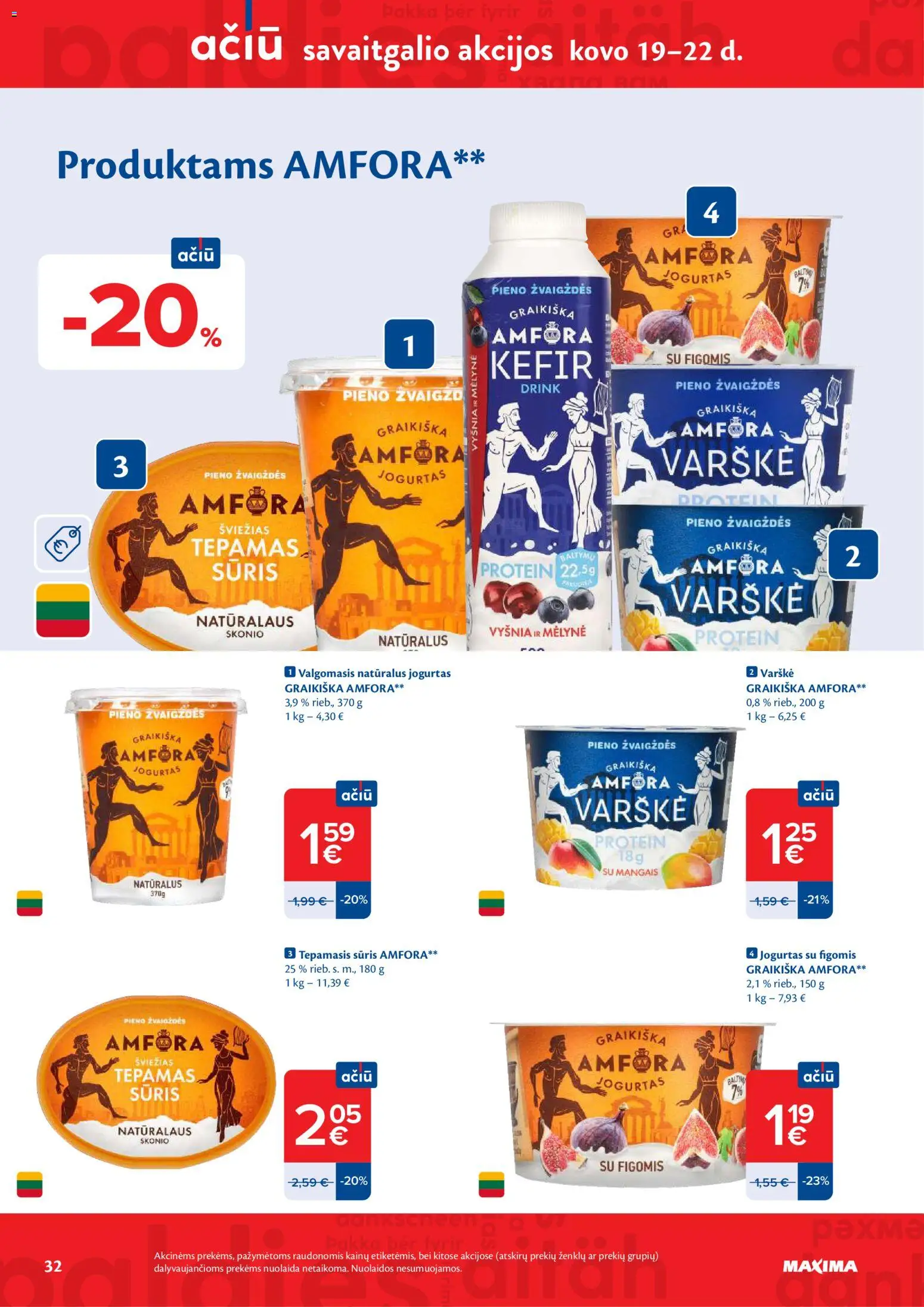 MAXIMA akcijos nuo 17.03.2026 | Puslapis: 32 | Prekių: Jogurtas, Sūris, Varškė