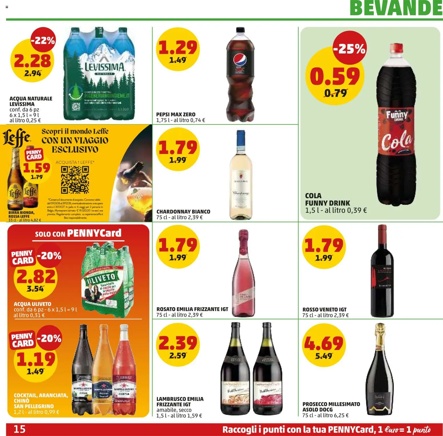 Volantino PENNY del 12.03.2026 | Pagina: 15 | Prodotti: Birra, Prosecco, Acqua naturale, Pepsi