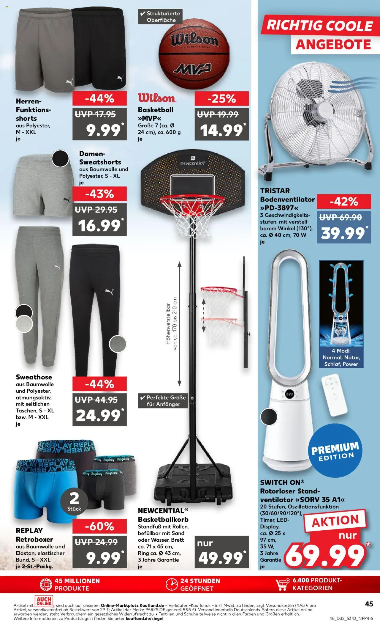 Kaufland prospekt Speyer	 - gültig ab dem 07.08.2025 | Seite: 45 | Produkte: Sweathose, Sweatshorts, Basketball, Boxer